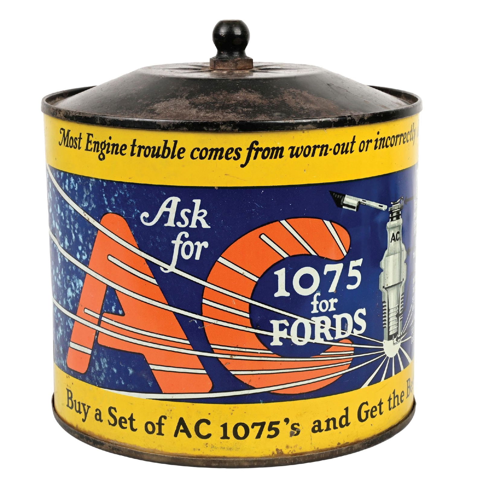 AC SPARK PLUGS TIN STORE DISPLAY CABINET W/ SPINNING SHELVES (1 of 4)