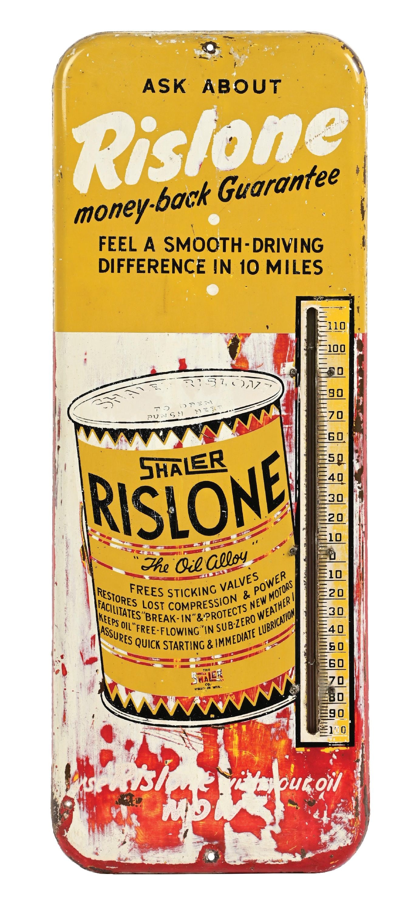 RISLONE OIL ALLOY TIN SERVICE STATION THERMOMETER (1 of 2)