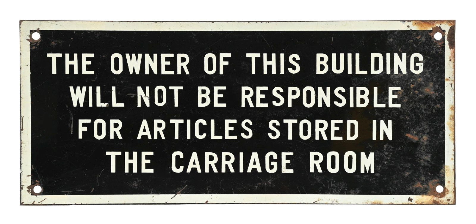 BUILDING CARRIAGE ROOM TIN DIRECTIONAL SIGN (1 of 2)