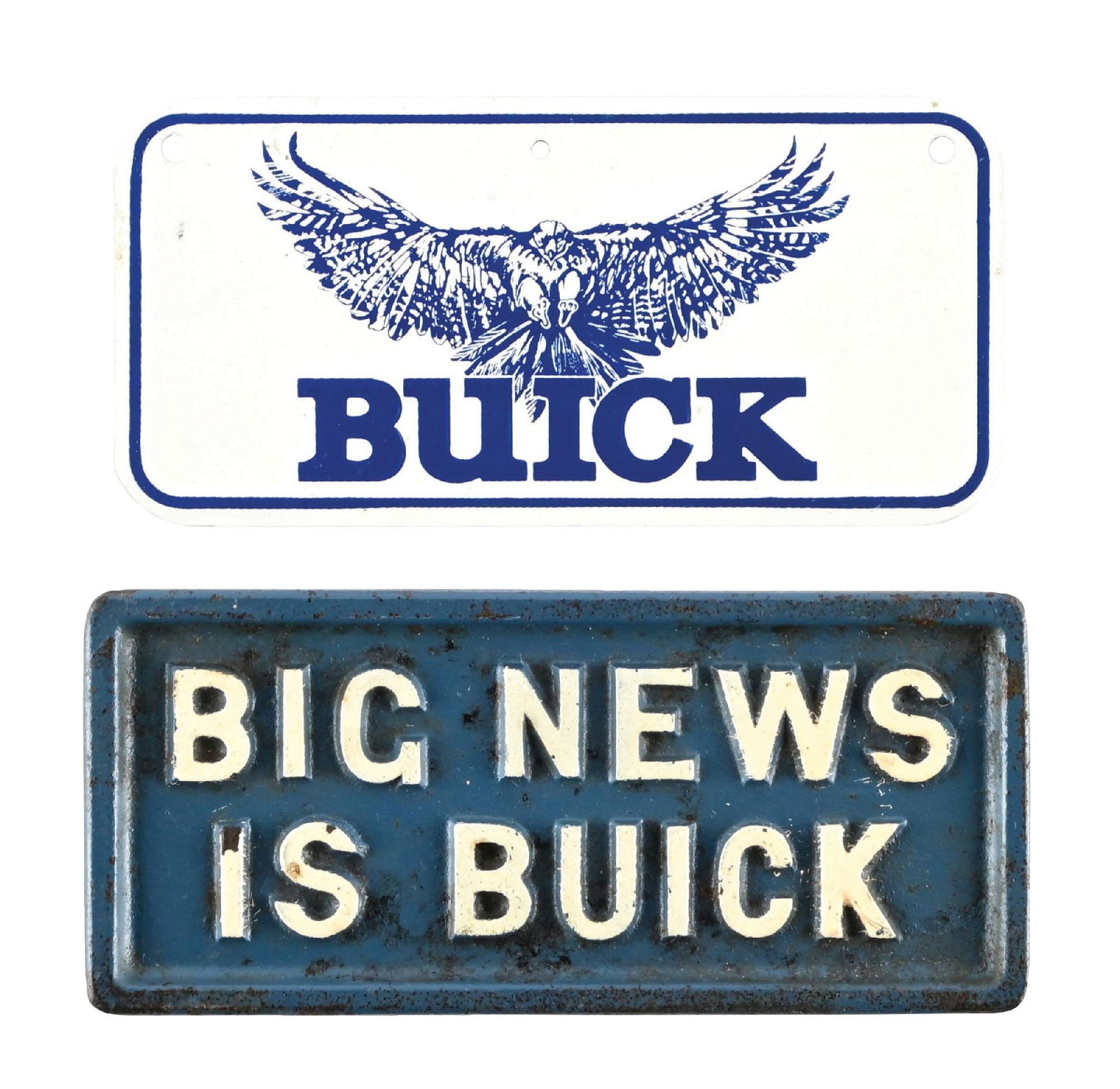 COLLECTION OF TW0: BUICK EMBOSSED TIN & CAST IRON SIGN (1 of 2)