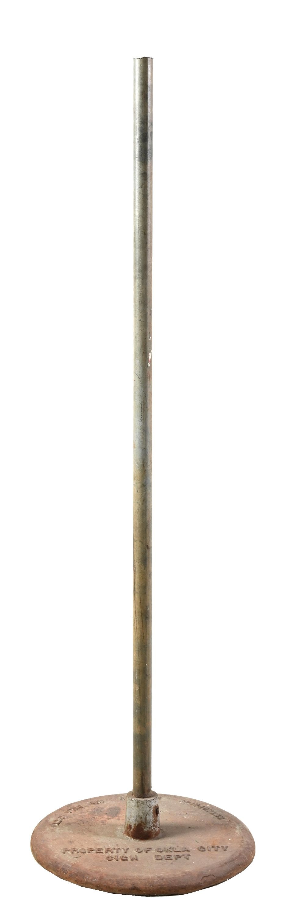 PROPERTY OF OKLAHOMA CITY SIGN DEPARTMENT CAST IRON BASE & POLE (1 of 5)