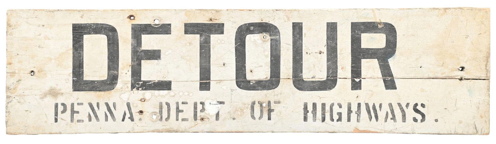 PENNSYLVANIA DEPT OF HIGHWAYS DETOUR PAINTED WOOD SIGN (1 of 2)