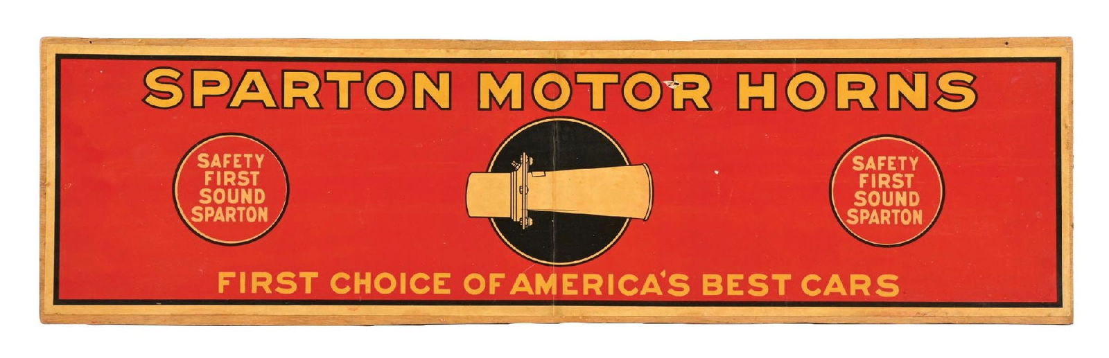 SPARTON MOTOR HORNS PAPER ADVERTISING SIGN ON WOOD (1 of 2)