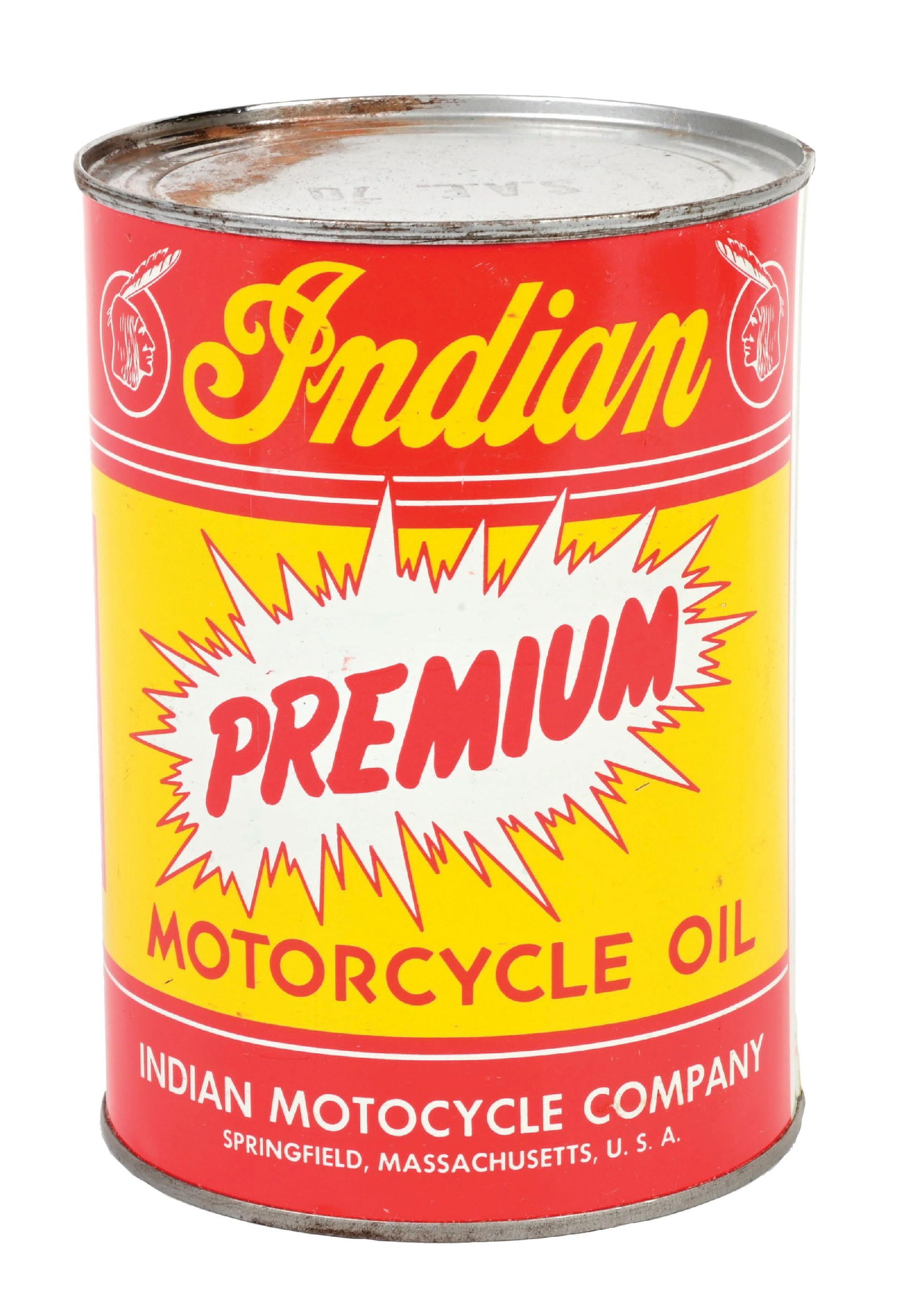 INDIAN PREMIUM MOTORCYCLE OIL ONE U.S. QUART CAN (1 of 6)