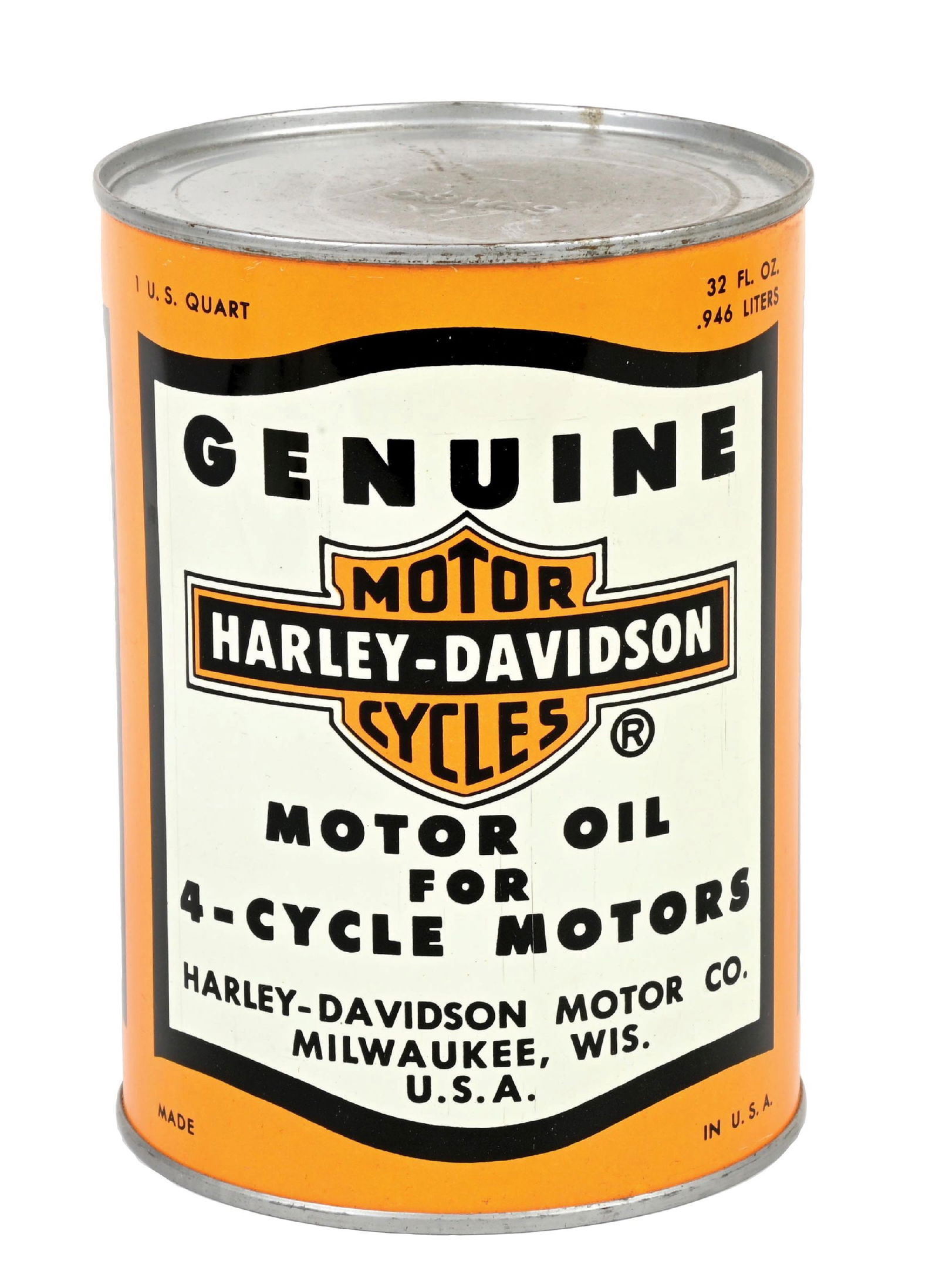 HARLEY DAVIDSON MOTORCYCLES MOTOR OIL 4-CYCLE MOTORS ONE-QUART CAN (1 of 6)
