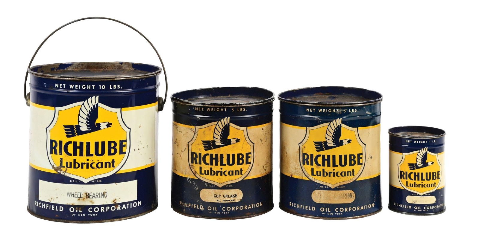 COLLECTION OF 4: RICHLUBE LUBRICANTS 1, 5 & 10 POUND GREASE CANS (1 of 4)