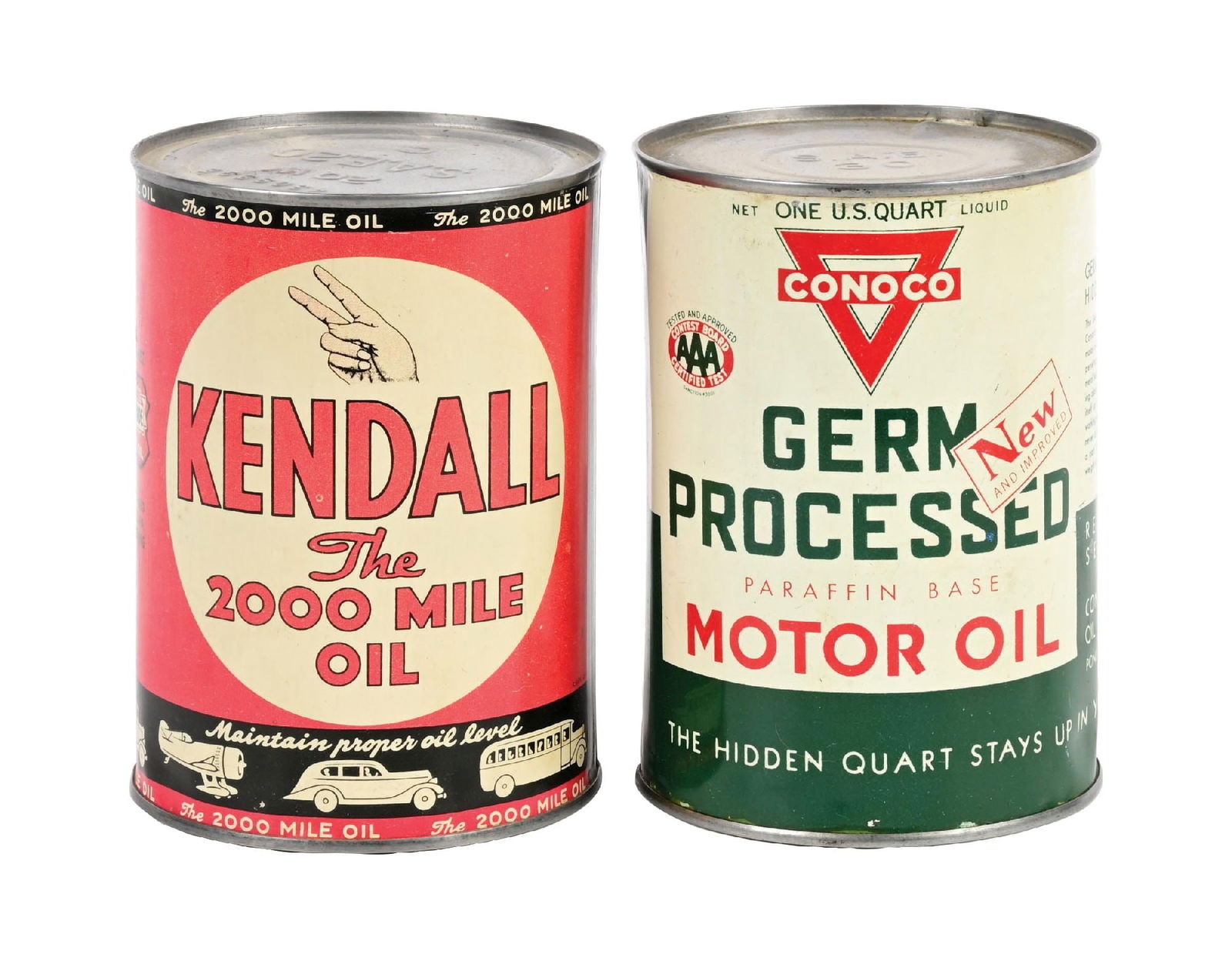 COLLECTION OF 2: KENDALL & CONOCO MOTOR OIL ONE-QUART CANS (1 of 6)
