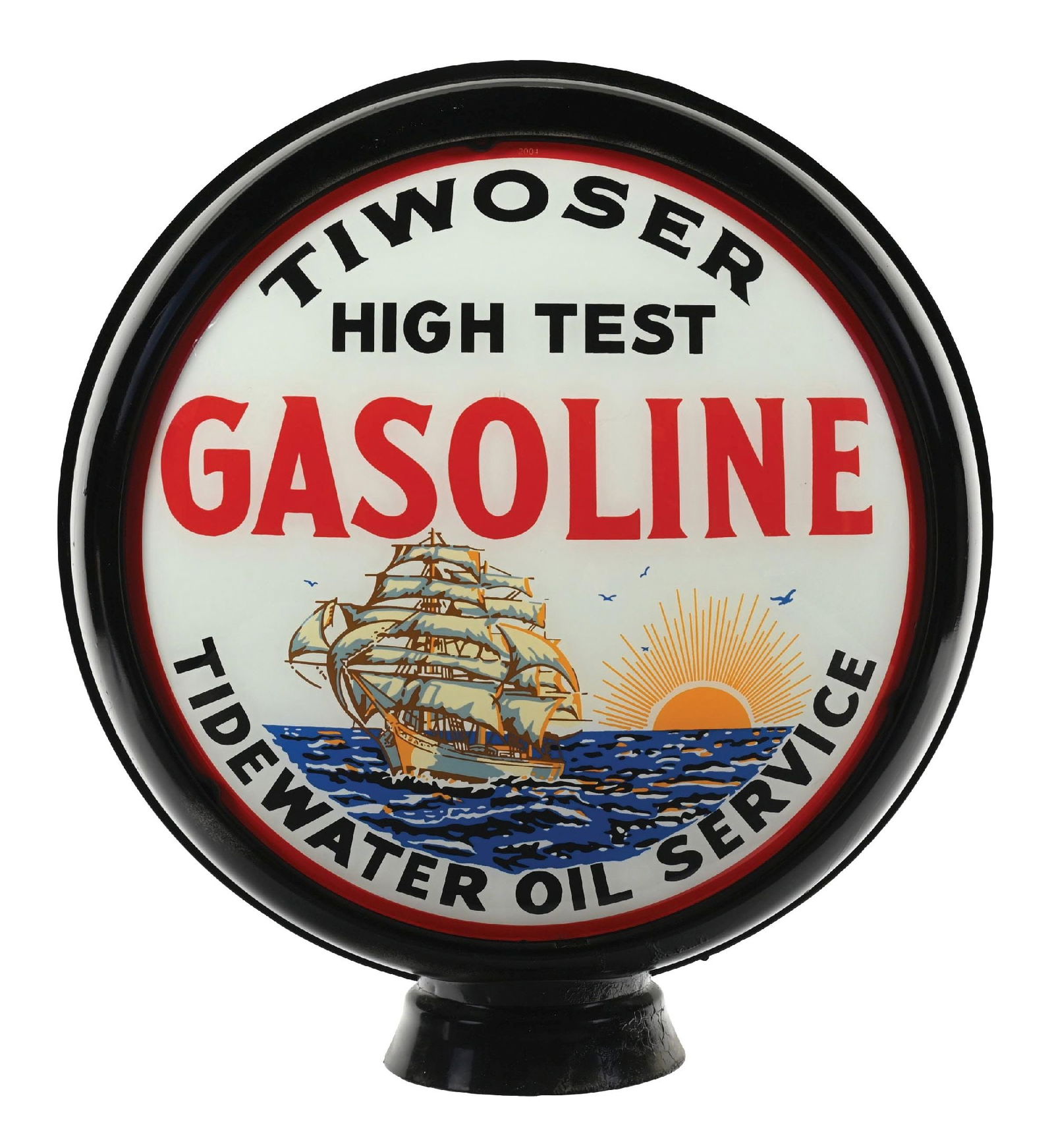 TIWOSER HIGH TEST GASOLINE COMPLETE 15" REPRODUCTION GLOBE ON METAL H.P. BODY (1 of 4)