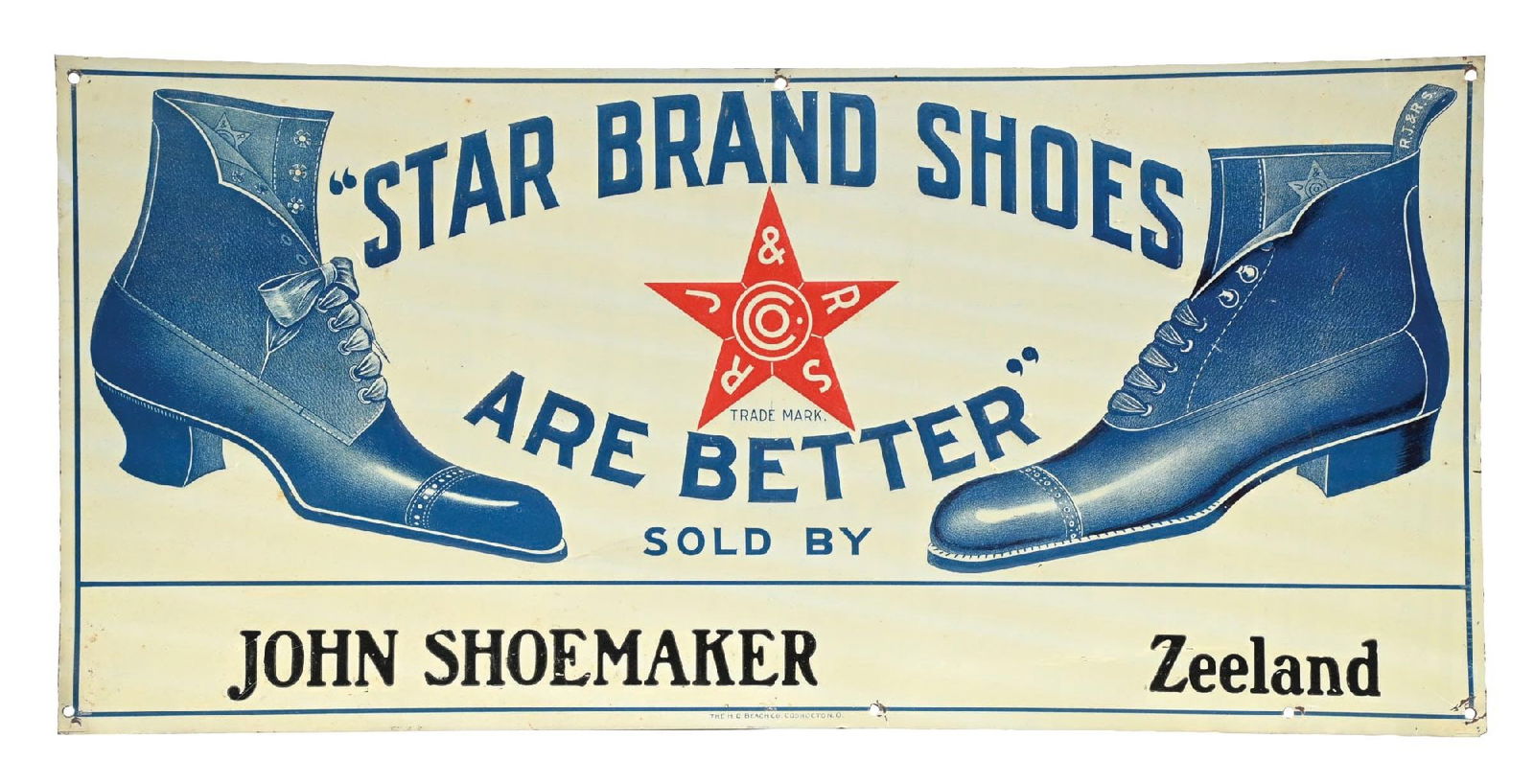 EMBOSSED TIN SIGN FOR STAR BRAND SHOES (1 of 2)