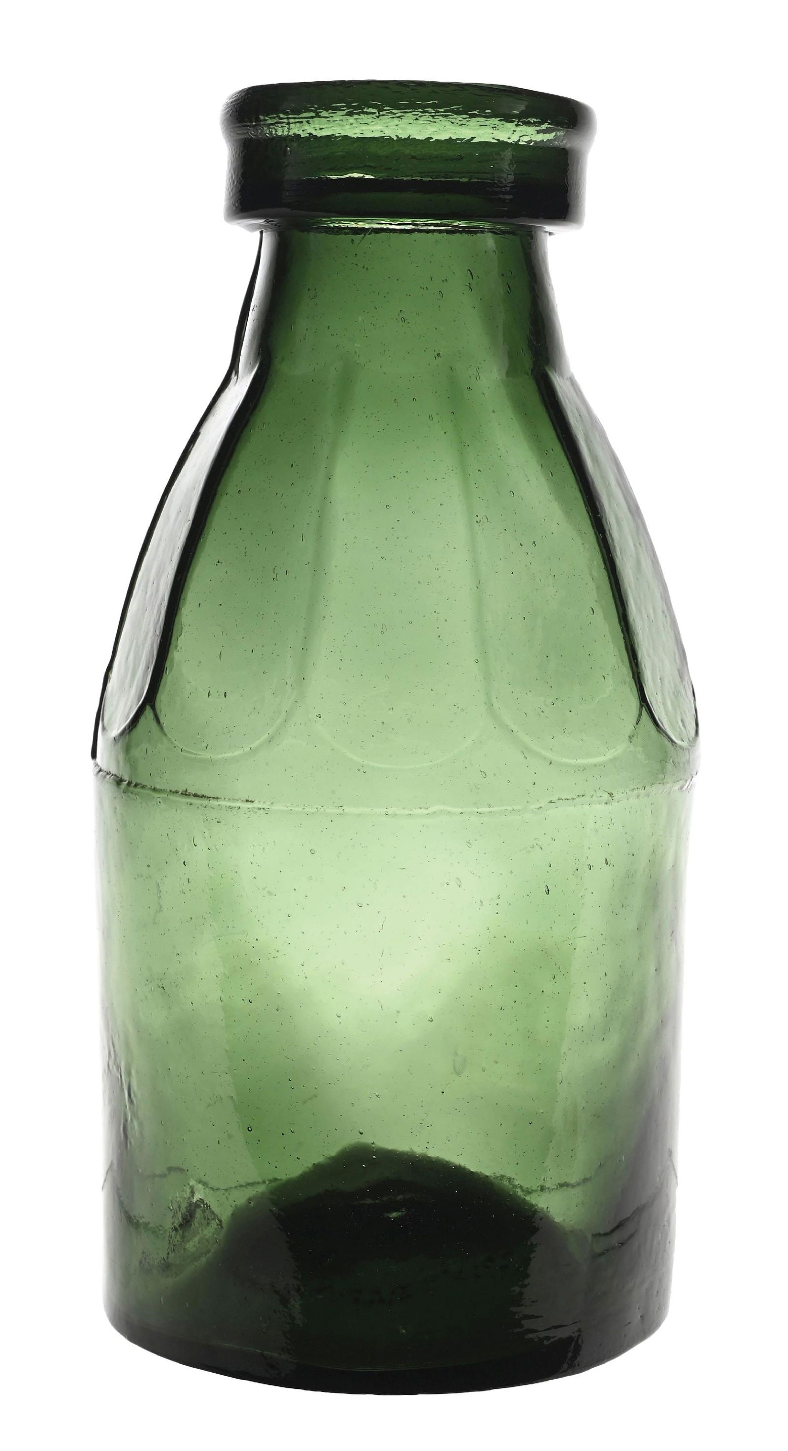 2-QT. PONTILED DEEP OLIVE GREEN GLASS BOTTLE (1 of 5)