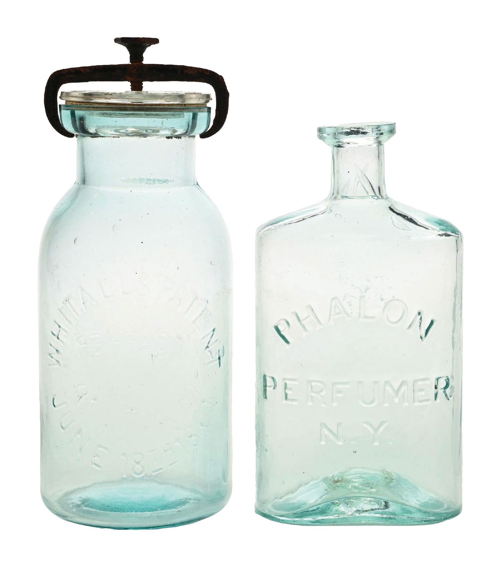 COLLECTION OF 2: MILLVILL WHITALL'S TATUM FRUIT JAR & PHALON PERFUMER BOTTLE (1 of 5)