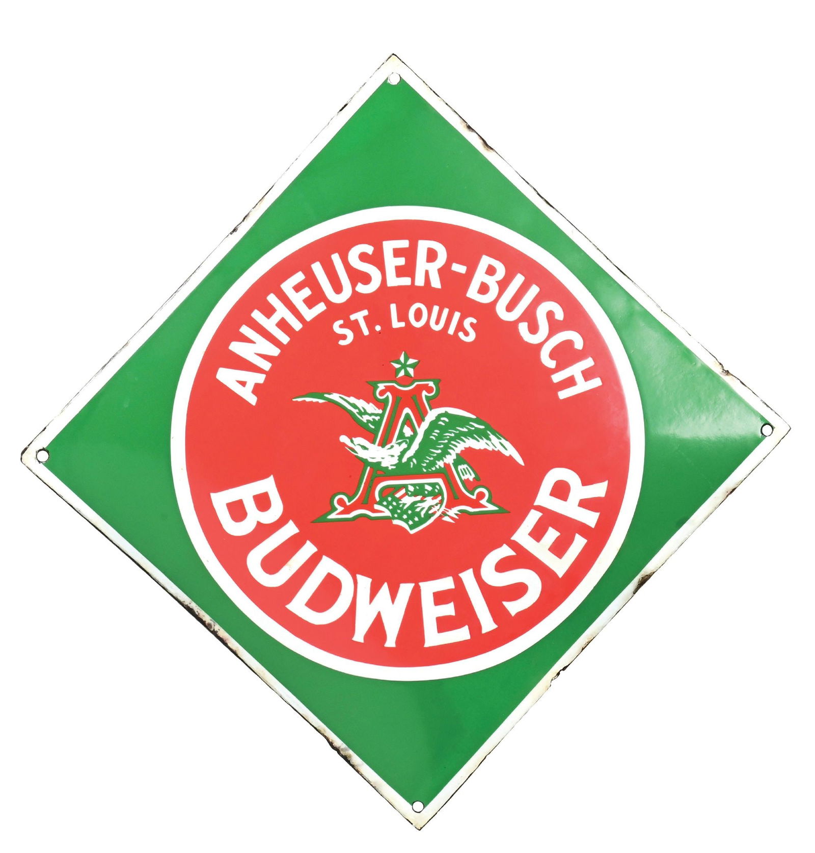 ANHEUSER-BUSCH BUDWEISER PORCELAIN SIGN (1 of 2)