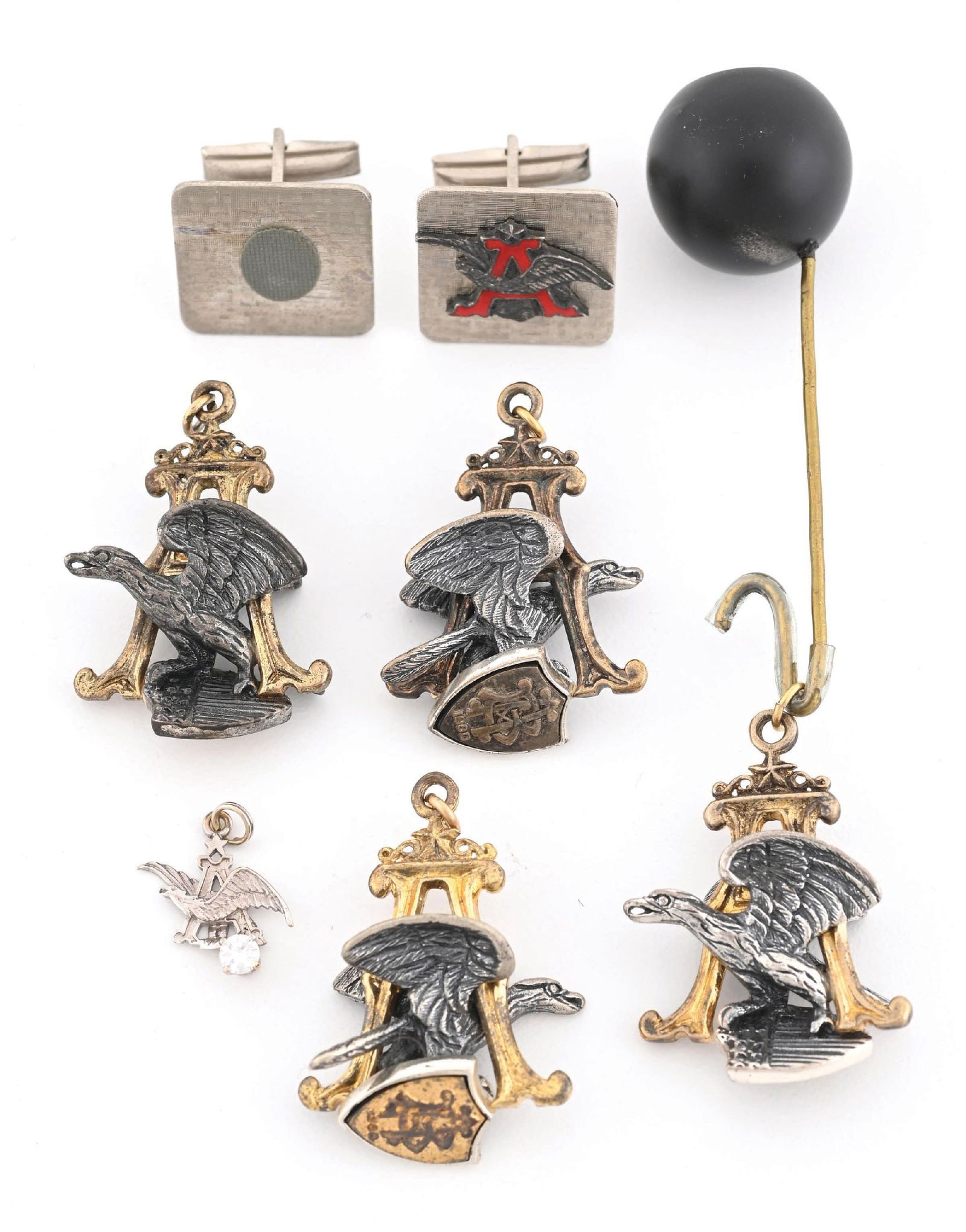 LOT OF ANHEUSER-BUSCH EAGLE PENDANTS & CUFFLINKS (1 of 2)