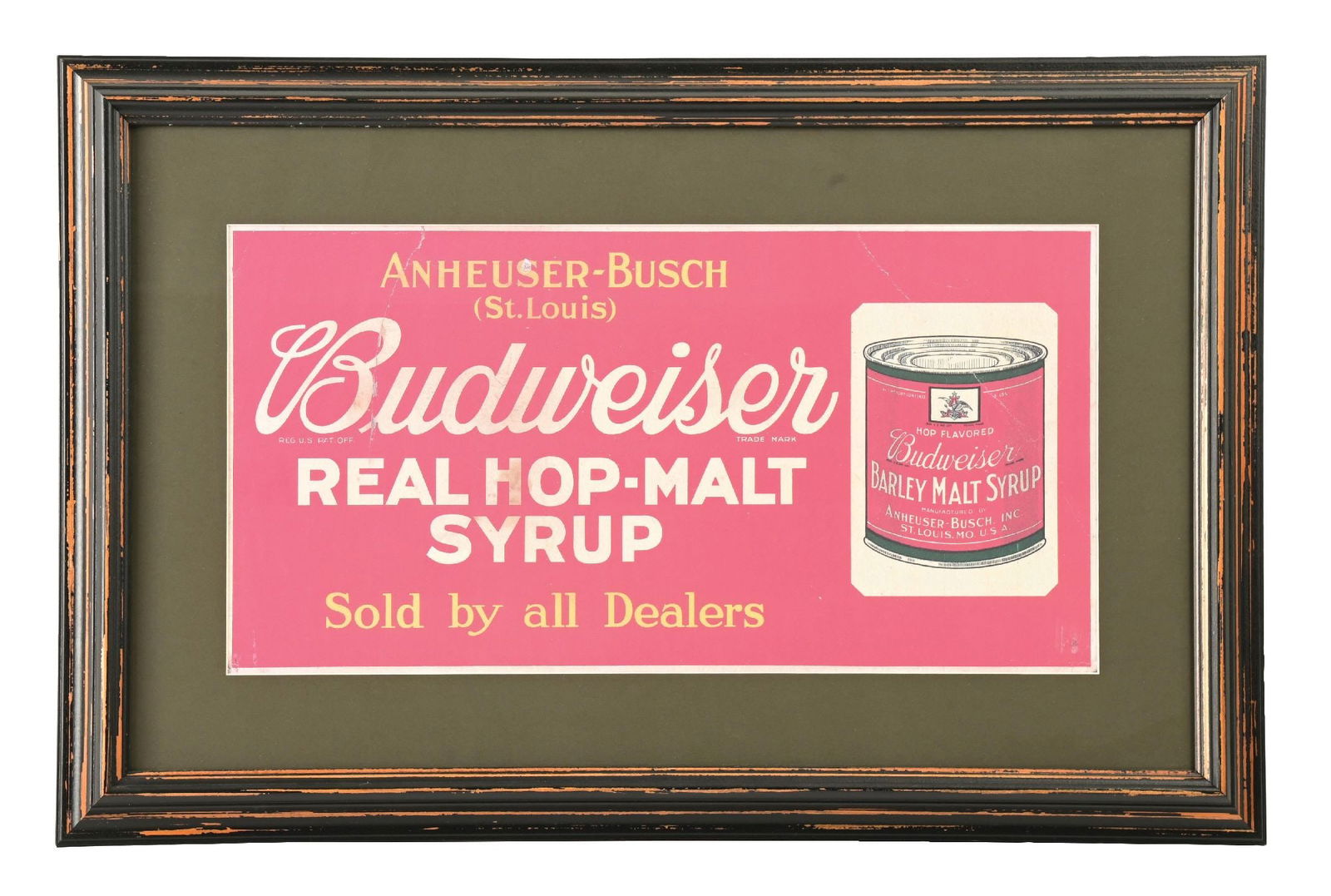 BUDWEISER BARLEY MALT SYRUP PAPER SIGN (1 of 3)