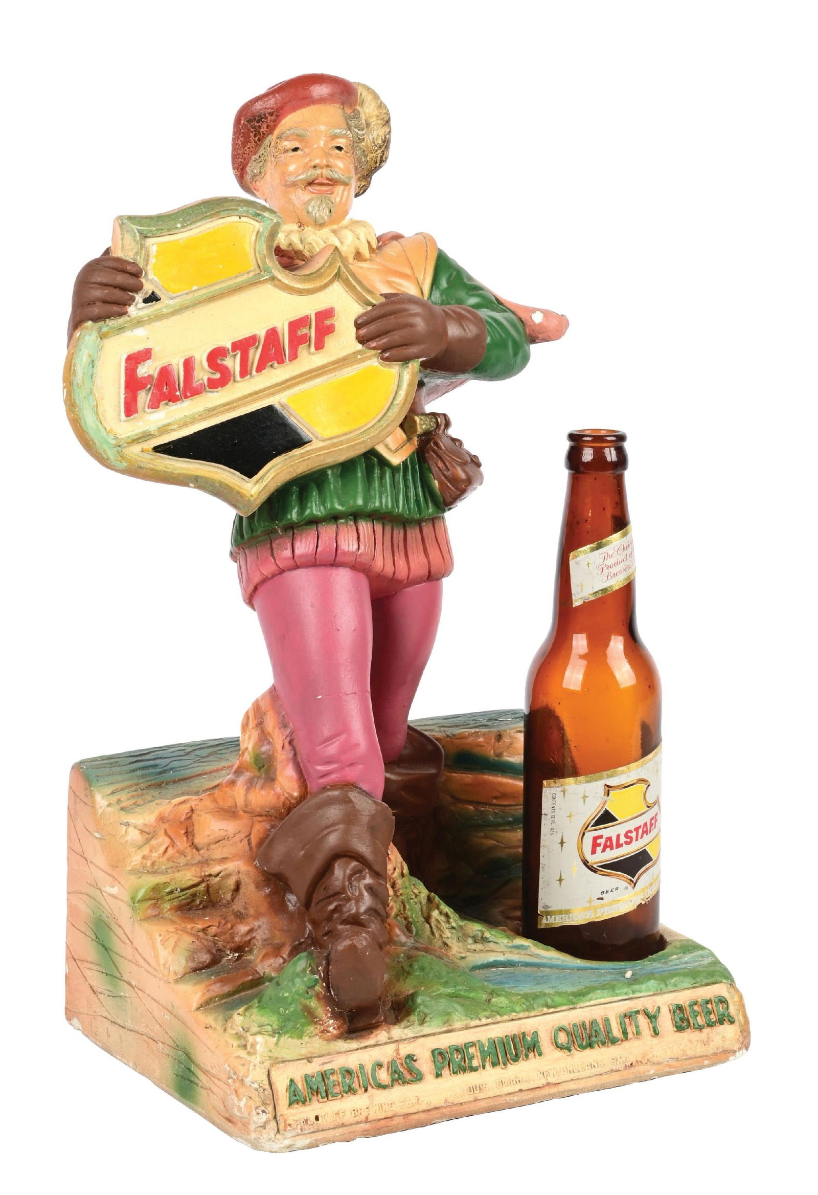 FALSTAFF AMERICAS PREMIUM QUALITY BEER FIGURATIVE CHALKWARE STORE DISPLAY WITH BOTTLE (1 of 5)
