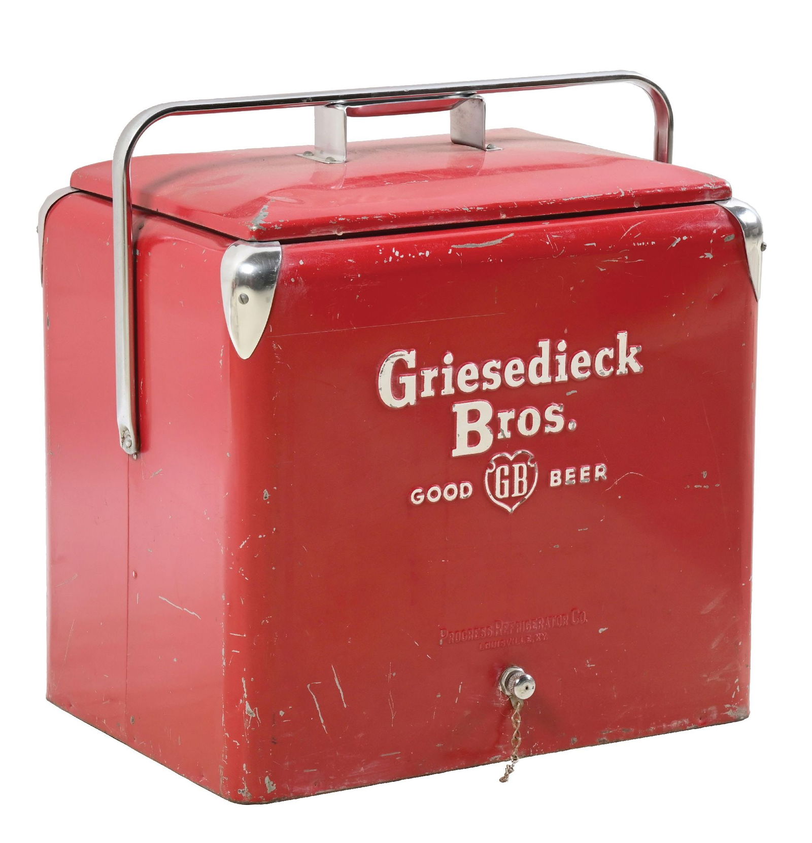 GRIESEDIECK BROS. "GOOD BEER" EMBOSSED METAL TRAVEL COOLER (1 of 6)