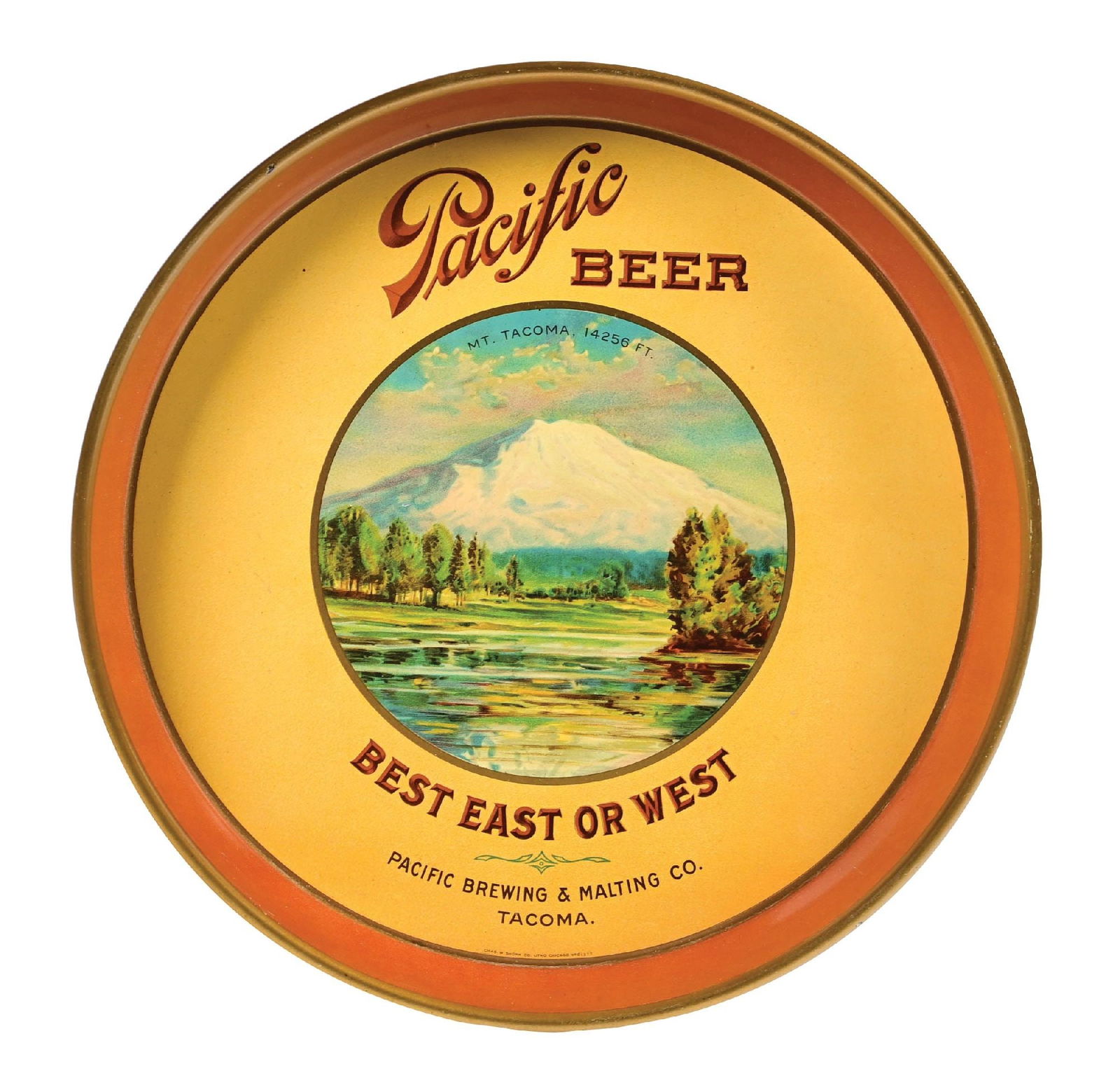 PACIFIC BREWING TIN LITHO ADVERTISING TRAY (1 of 3)