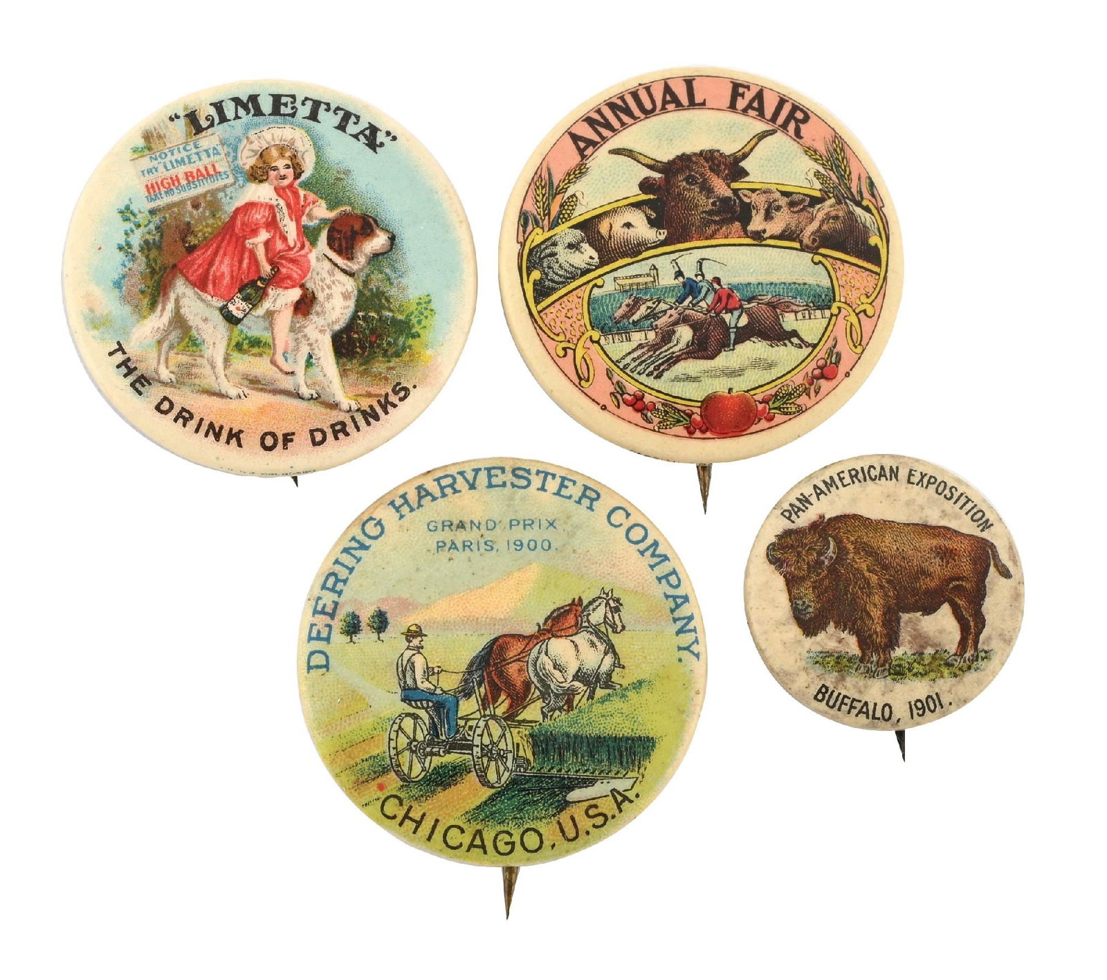 COLLECTION OF 4: GRAPHIC PINBACK BUTTON (1 of 2)