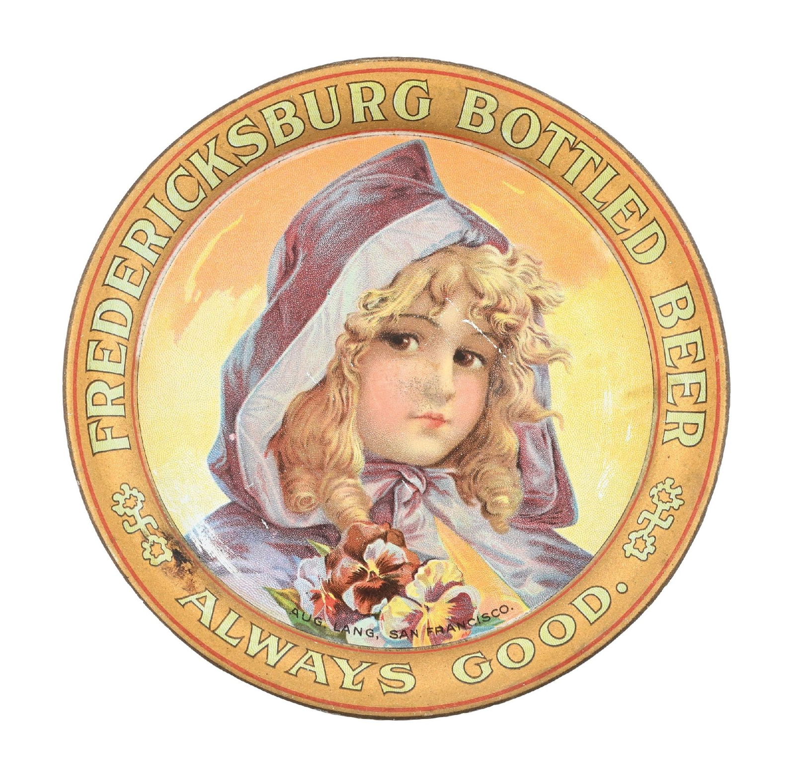 FREDERICKSBURG BOTTLED BEER VICTORIAN GIRL TIP TRAY (1 of 3)