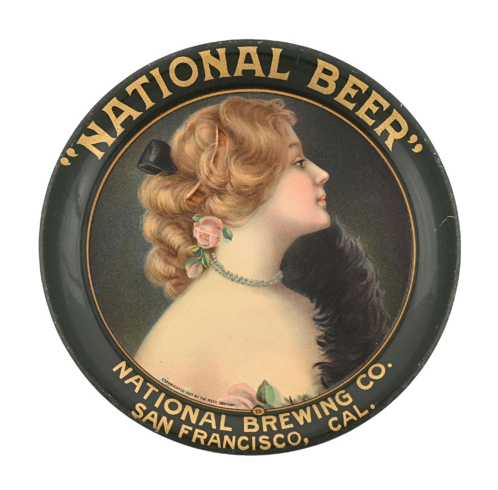 NATIONAL BEER VICTORIAN WOMAN TIP TRAY (1 of 3)