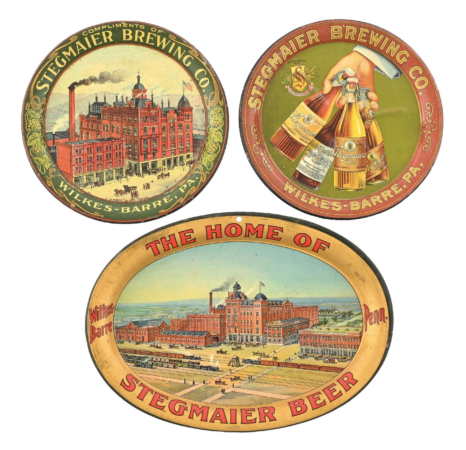 COLLECTION OF 3: STEGMAIER BREWING CO. TIP TRAYS (1 of 2)