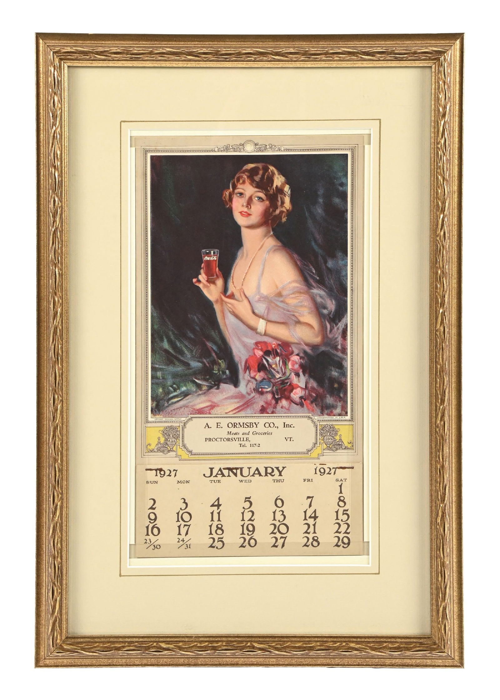 1927 COCA-COLA DISTRIBUTOR FRAMED CALENDAR (1 of 2)