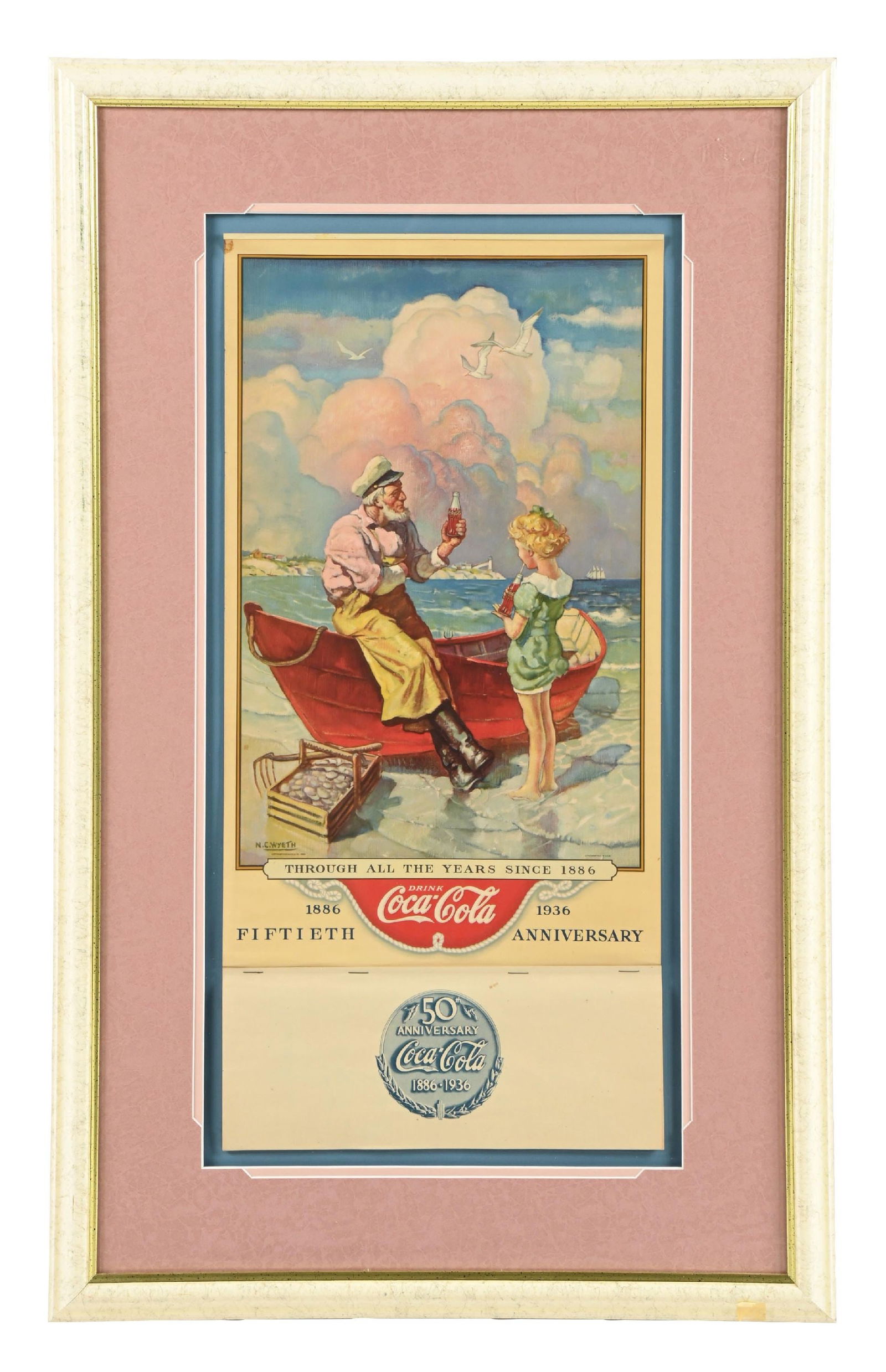 NOS FRAMED 1936 COCA-COLA CALENDAR (1 of 4)