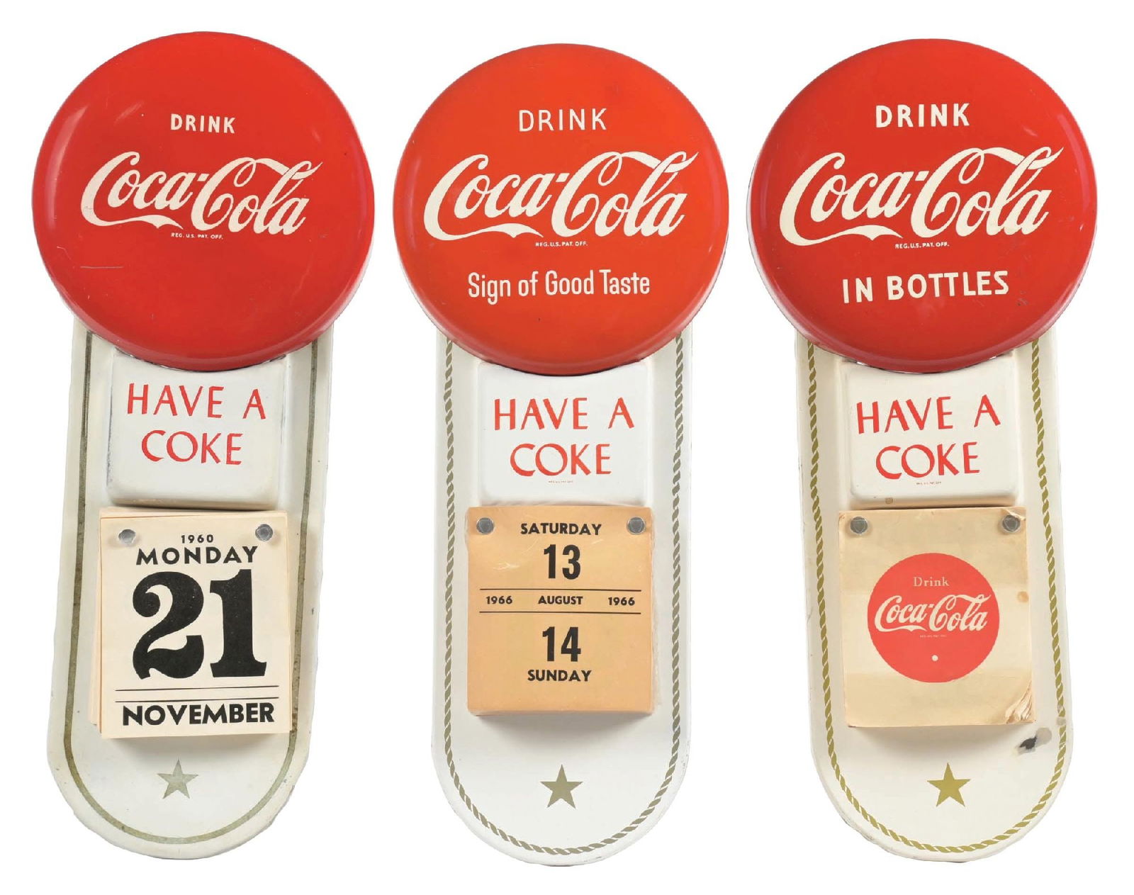 COLLECTION OF 3: COCA-COLA TIN ADVERTISING CALENDARS (1 of 2)