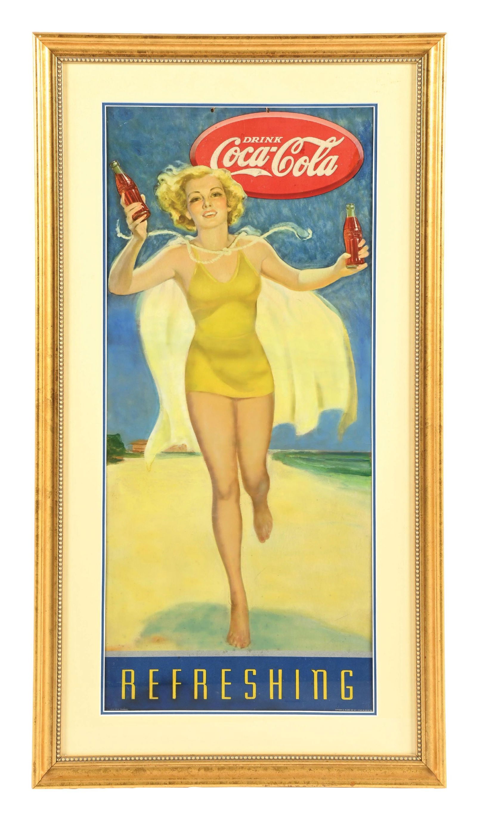 DRINK COCA-COLA "REFRESHING" FRAMED ADVERTISEMENT (1 of 4)