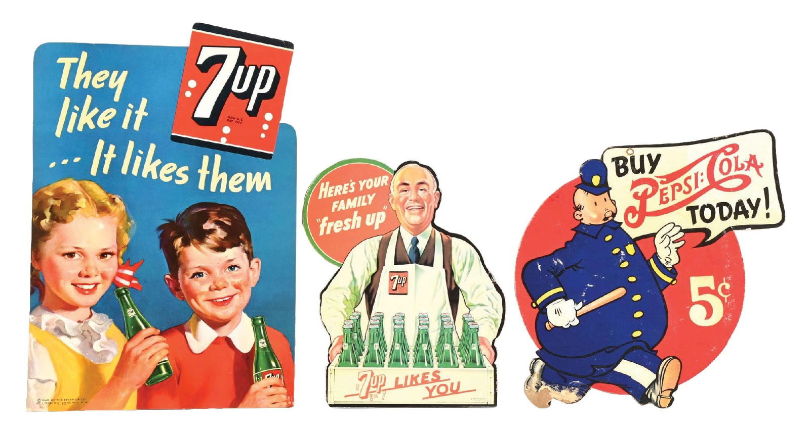 COLLECTION OF 3: DIE-CUT CARDSTOCK SODA ADVERTISEMENTS (1 of 4)
