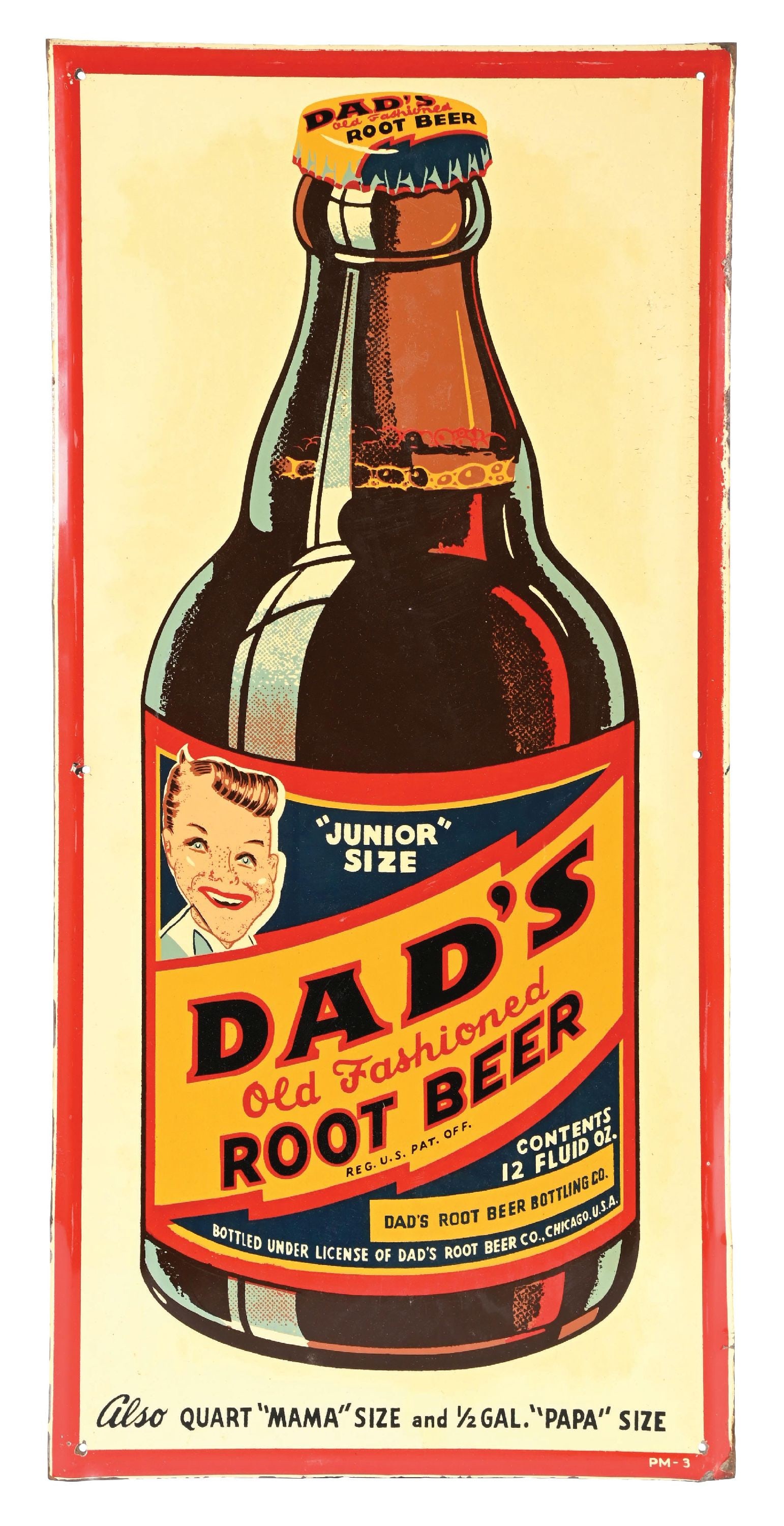 SELF-FRAMED TIN SIGN ADVERTISING DAD'S OLD FASHIONED ROOT BEER (1 of 3)