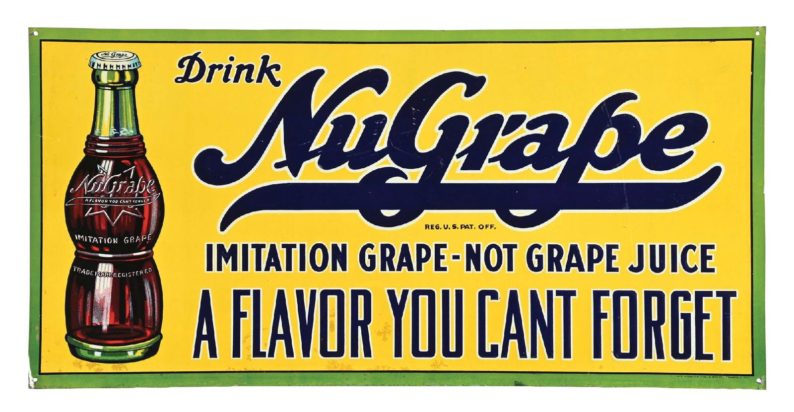 EMBOSSED TIN SIGN ADVERTISING NU-GRAPE SOFT DRINK (1 of 3)