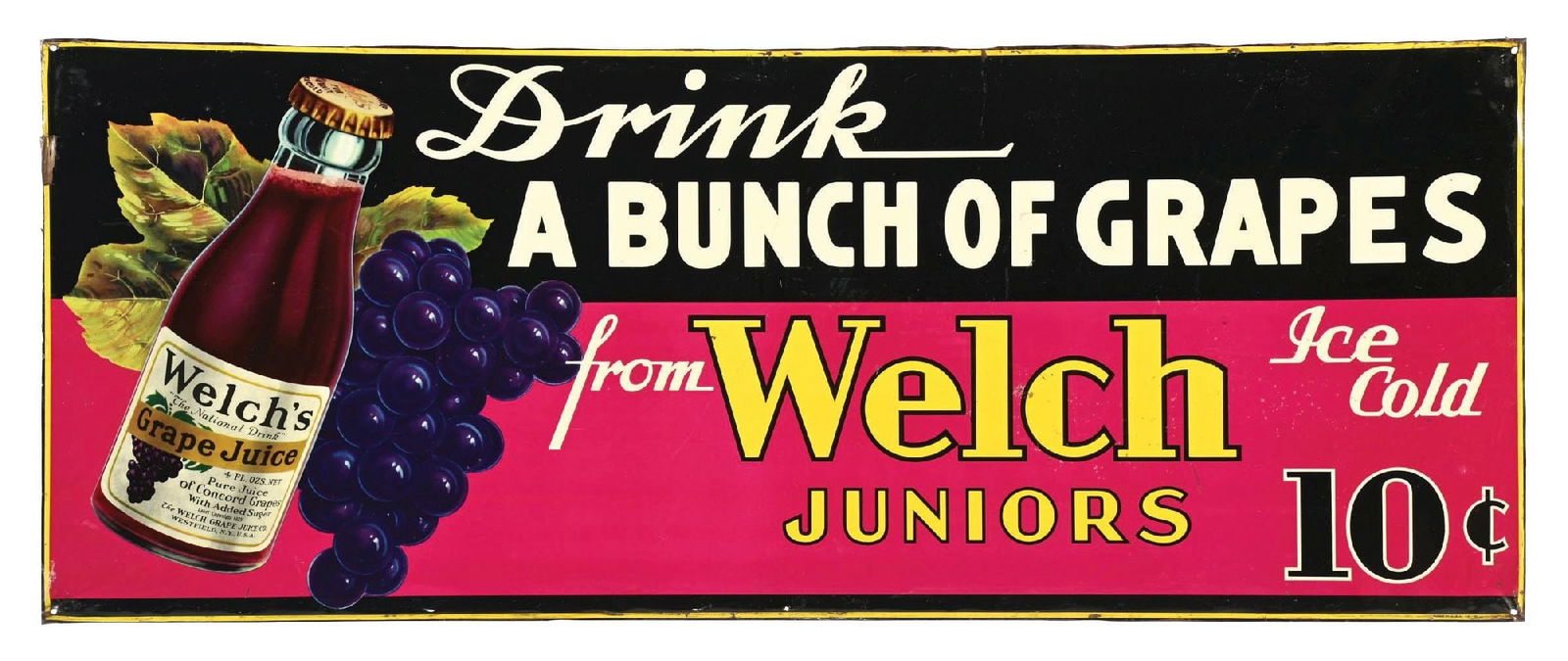 TIN ADVERTISING SIGN FOR WELCH JUNIORS GRAPE JUICE (1 of 3)