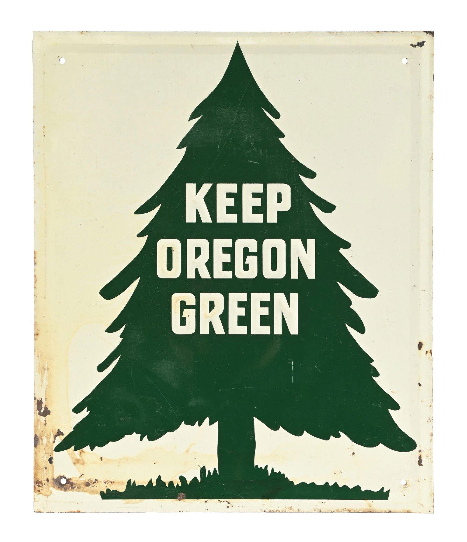 KEEP OREGON GREEN EMBOSSED TIN SIGN (1 of 2)