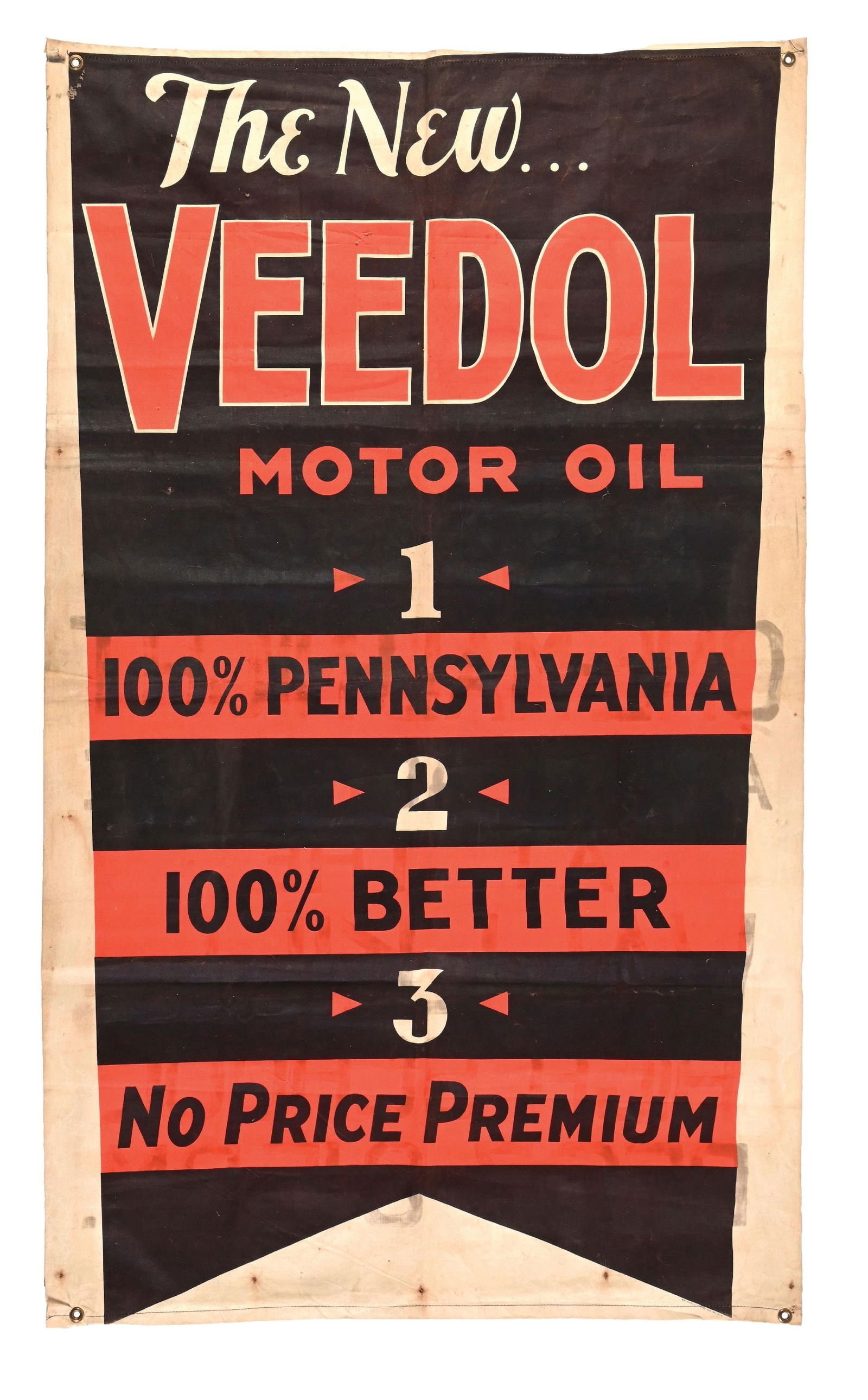 THE NEW VEEDOL MOTOR OIL CLOTH SERVICE STATION BANNER (1 of 2)
