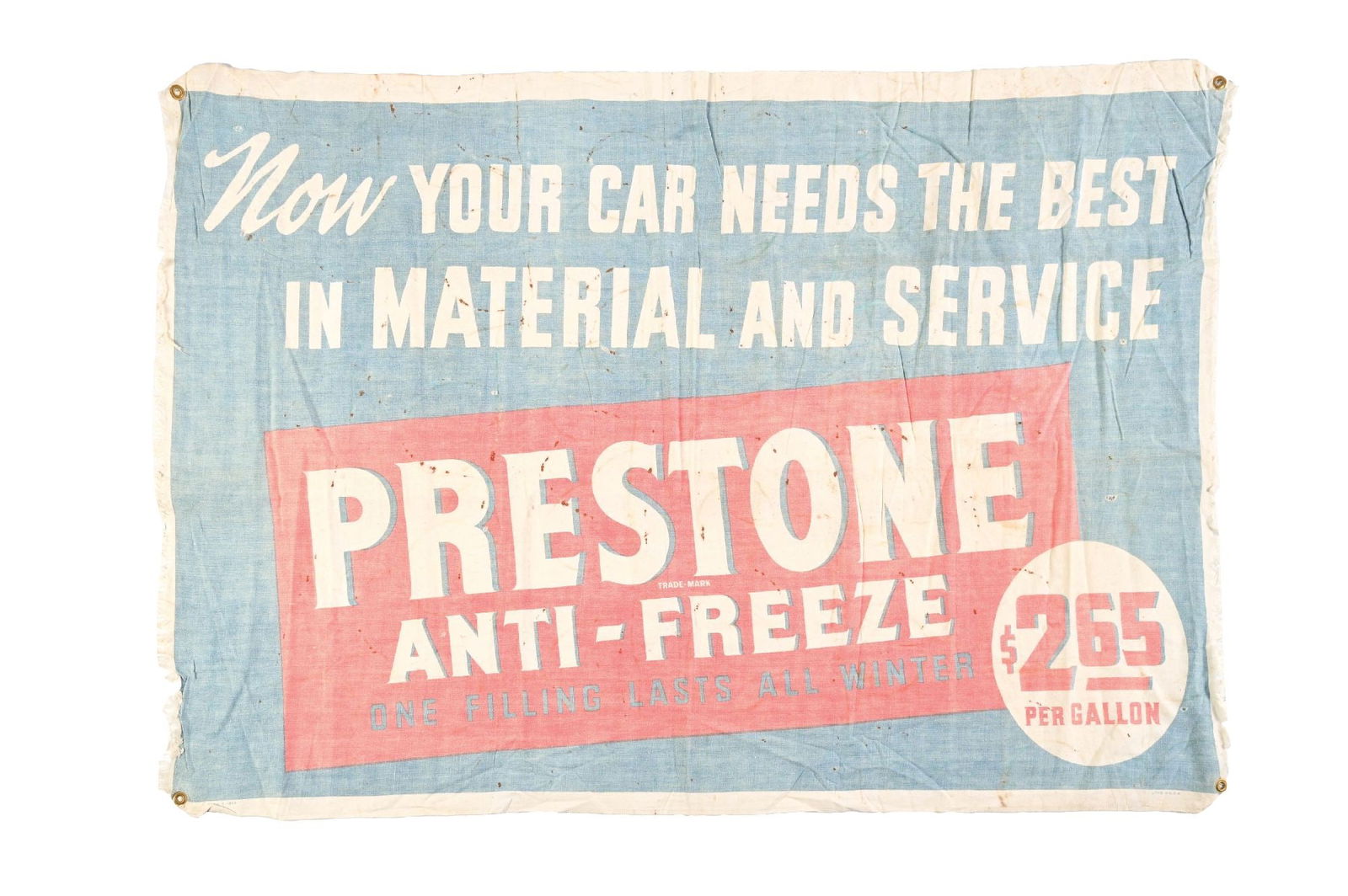 PRESTONE ANTI-FREEZE CLOTH SERVICE STATION BANNER (1 of 4)