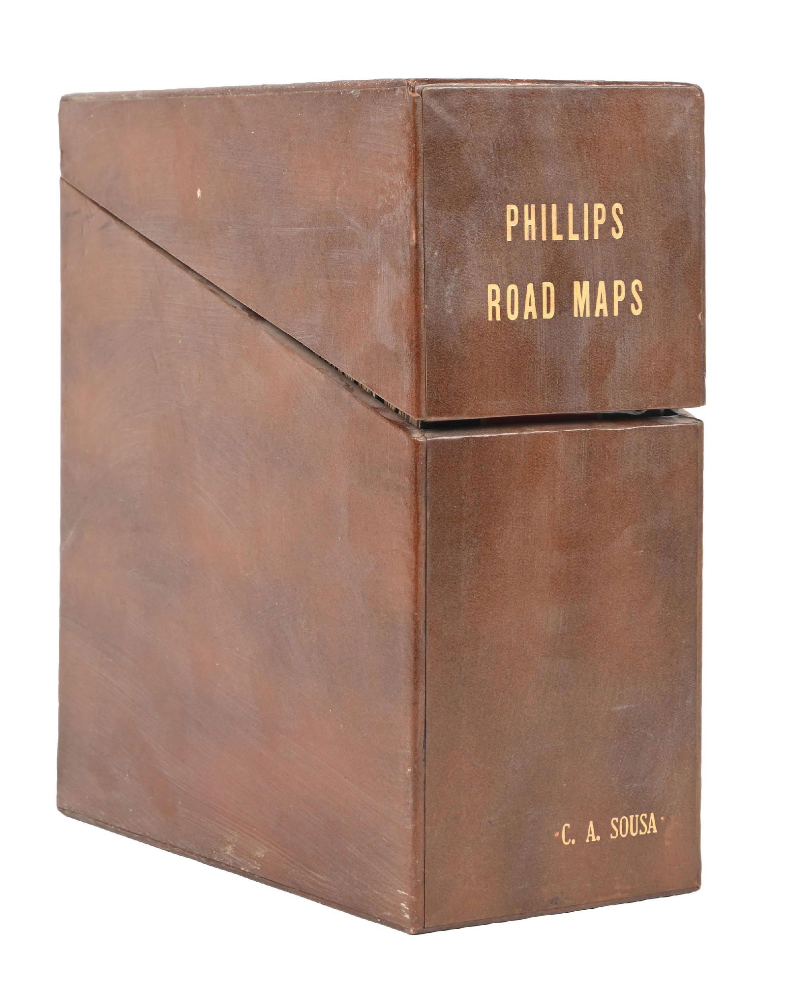 COLLECTION OF 75 PHILLIPS 66 UNITED STATES ROAD MAPS WITH CUSTOM CASE: Collection Consists Of: 75 individual highway maps from Phllips 66 displayed in a custom map case. CONDITION: Each in excellent condition ranging from very good to excellent, showing 1960s era service