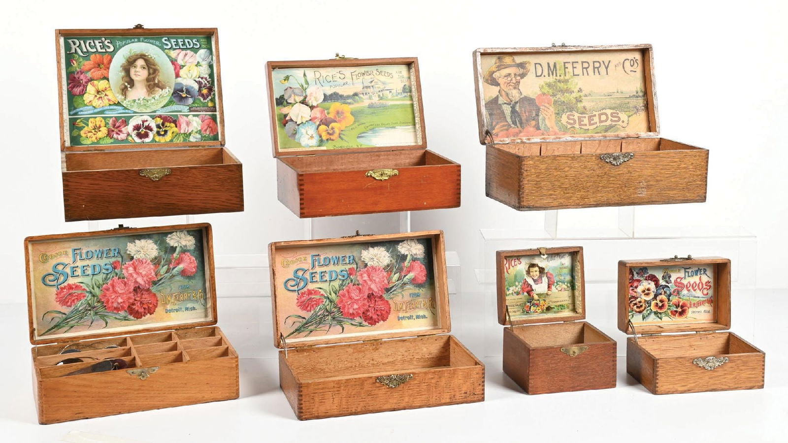 COLLECTION OF 6: COUNTRY STORE SEED BOXES W/ LIDS (1 of 3)