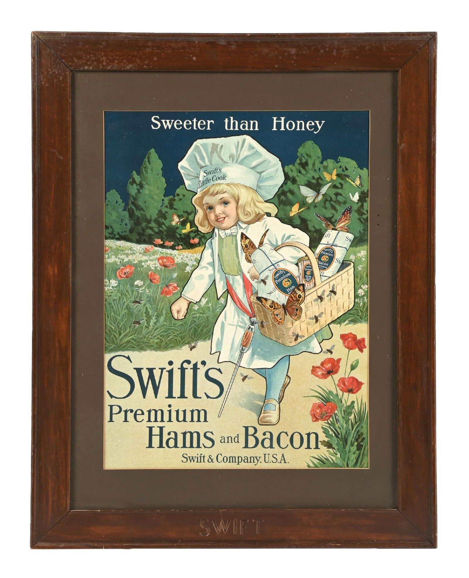 FRAMED ADVERTISEMENT FOR SWIFT'S PREMIUM HAMS & BACON (1 of 2)