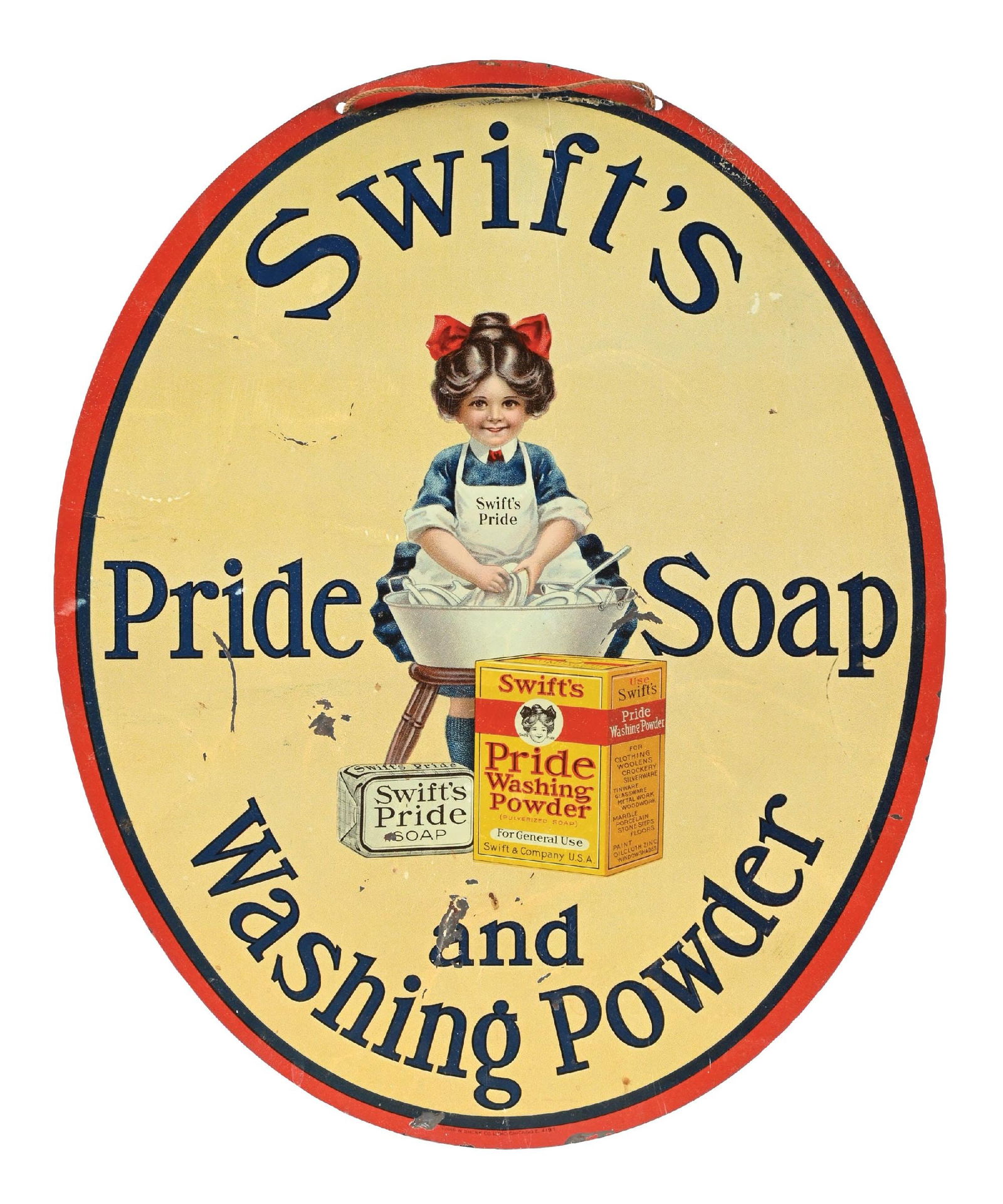 TIN SWIFT'S PRIDE SOAP ADVERTISING SIGN (1 of 2)