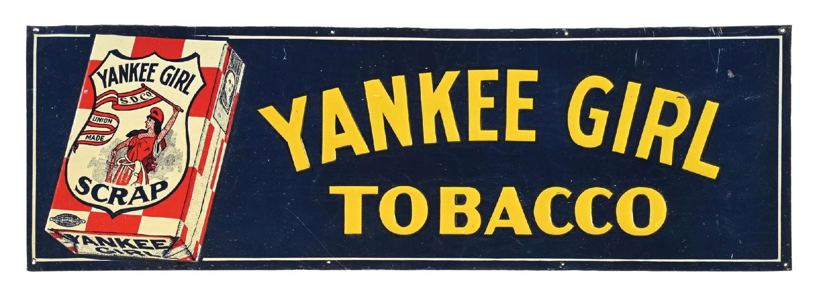 YANKEE GIRL TOBACCO TIN TACKER SIGN (1 of 2)