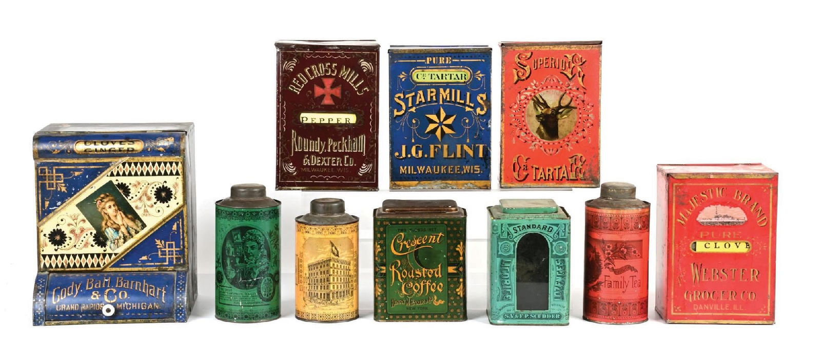 COLLECTION OF 10: COUNTRY STORE SPICE TINS (1 of 1)
