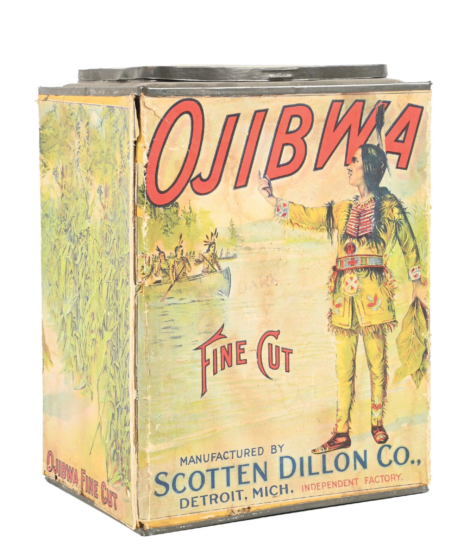 OJIBWA CARDBOARD TOBACCO PACKAGE W/ LIFT-LID (1 of 4)