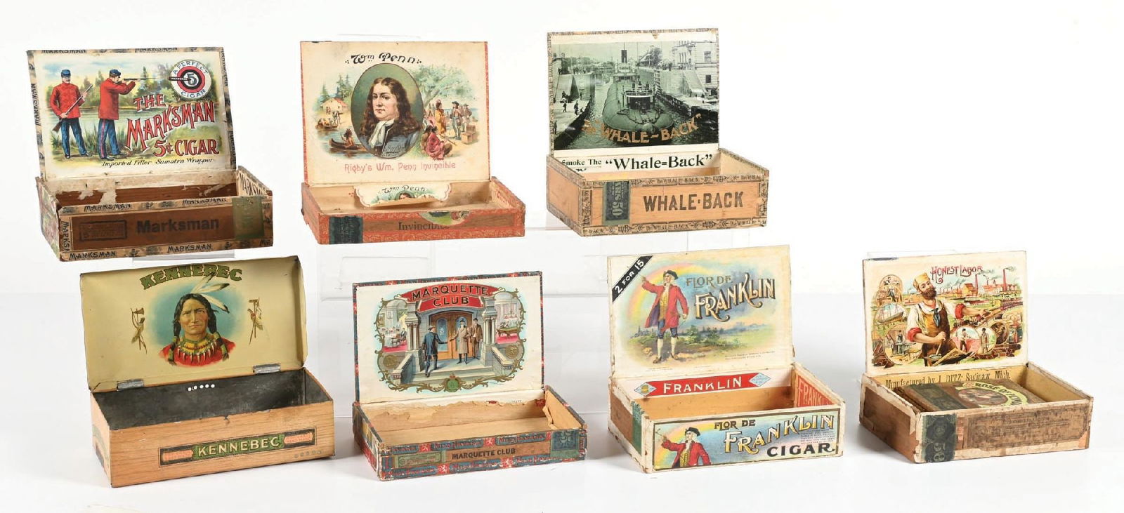 COLLECTION OF 7: WOODEN CIGAR BOXES (1 of 3)