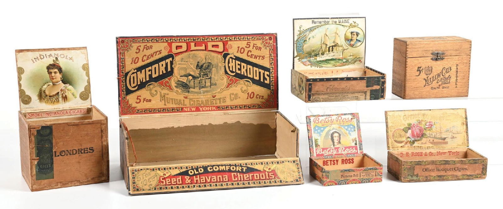 COLLECTION OF 6: WOODEN CIGAR BOXES (1 of 2)