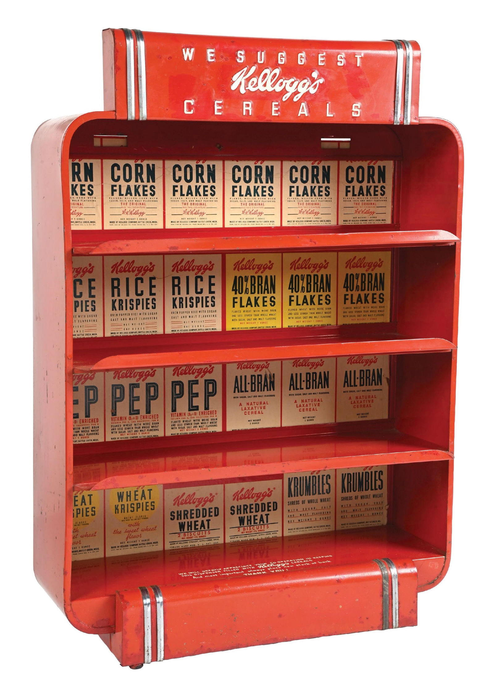 WALL MOUNT KELLOGG'S SINGLE-SERVE COUNTRY STORE DINER CEREALS BOX DISPLAY (1 of 5)