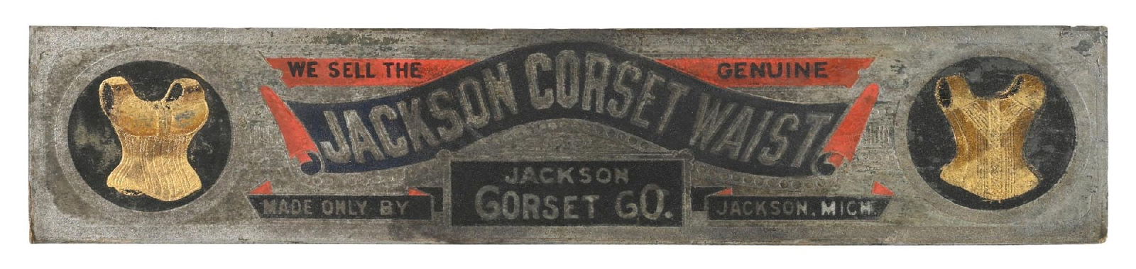CARDBOARD JACKSON CORSET CO. SIGN (1 of 2)