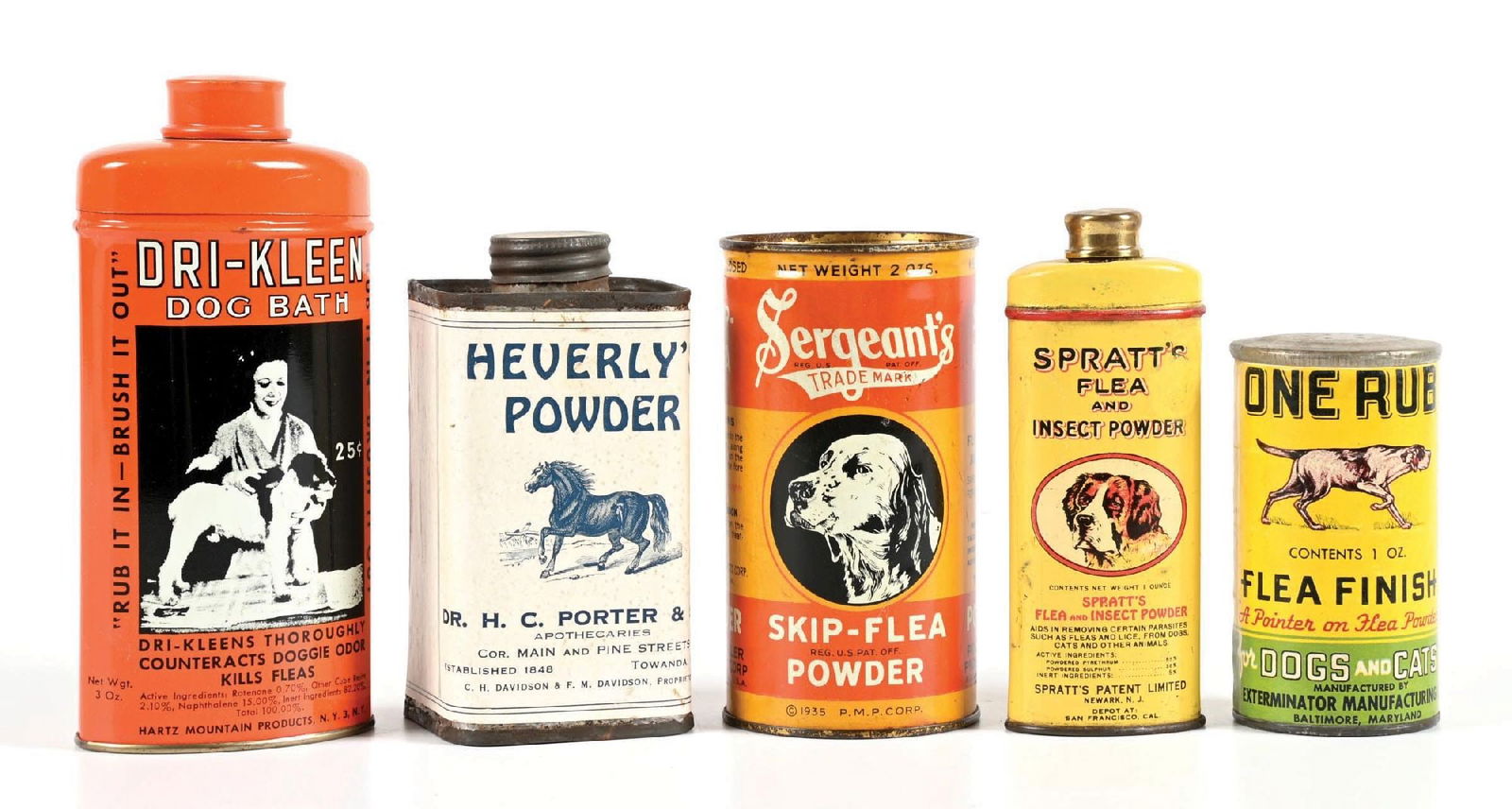 COLLECTION OF 5: STORE STOCK PET-RELATED TINS (1 of 2)