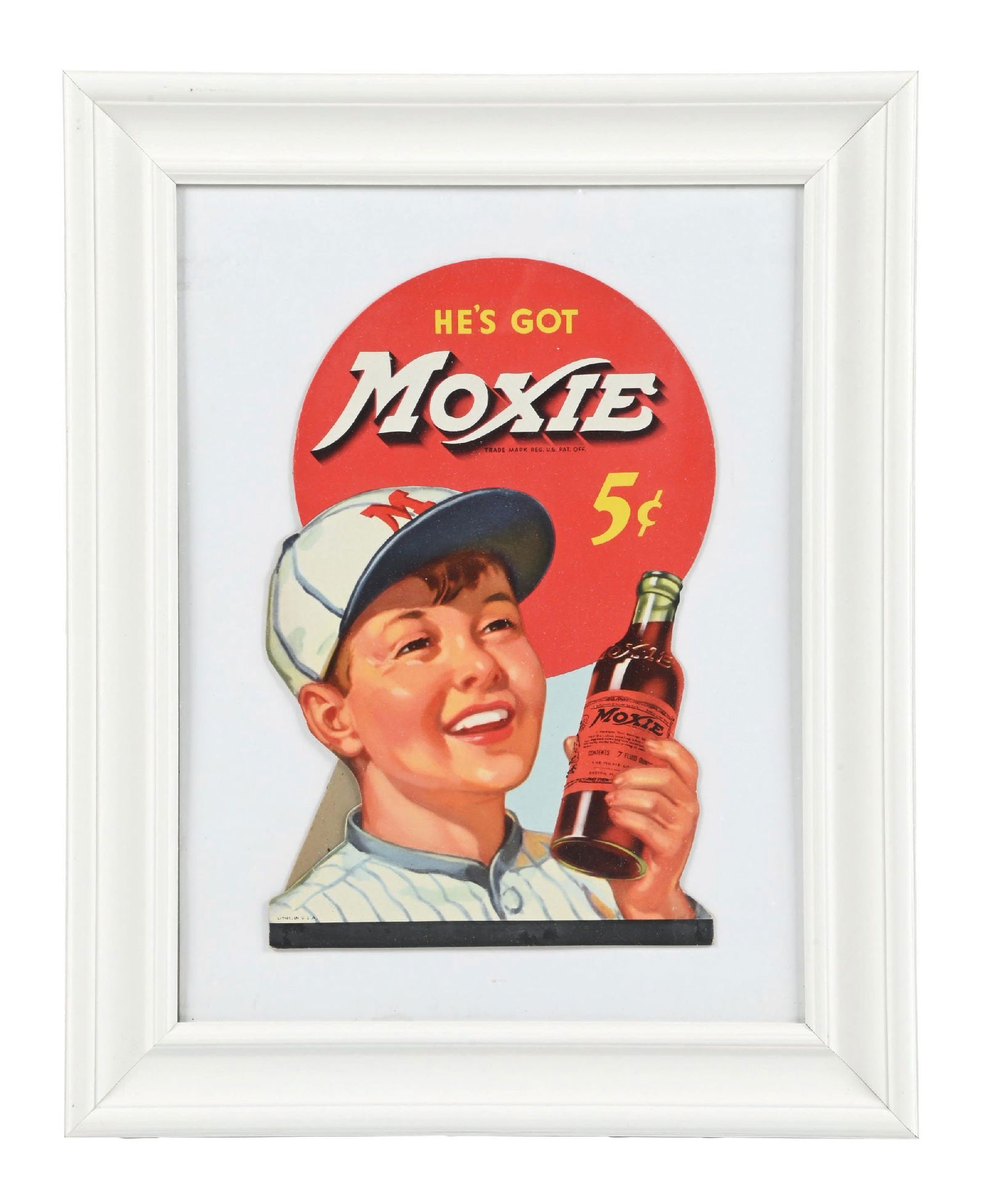 HE'S GOT MOXIE 5¢ FRAMED ADVERTISEMENT (1 of 3)