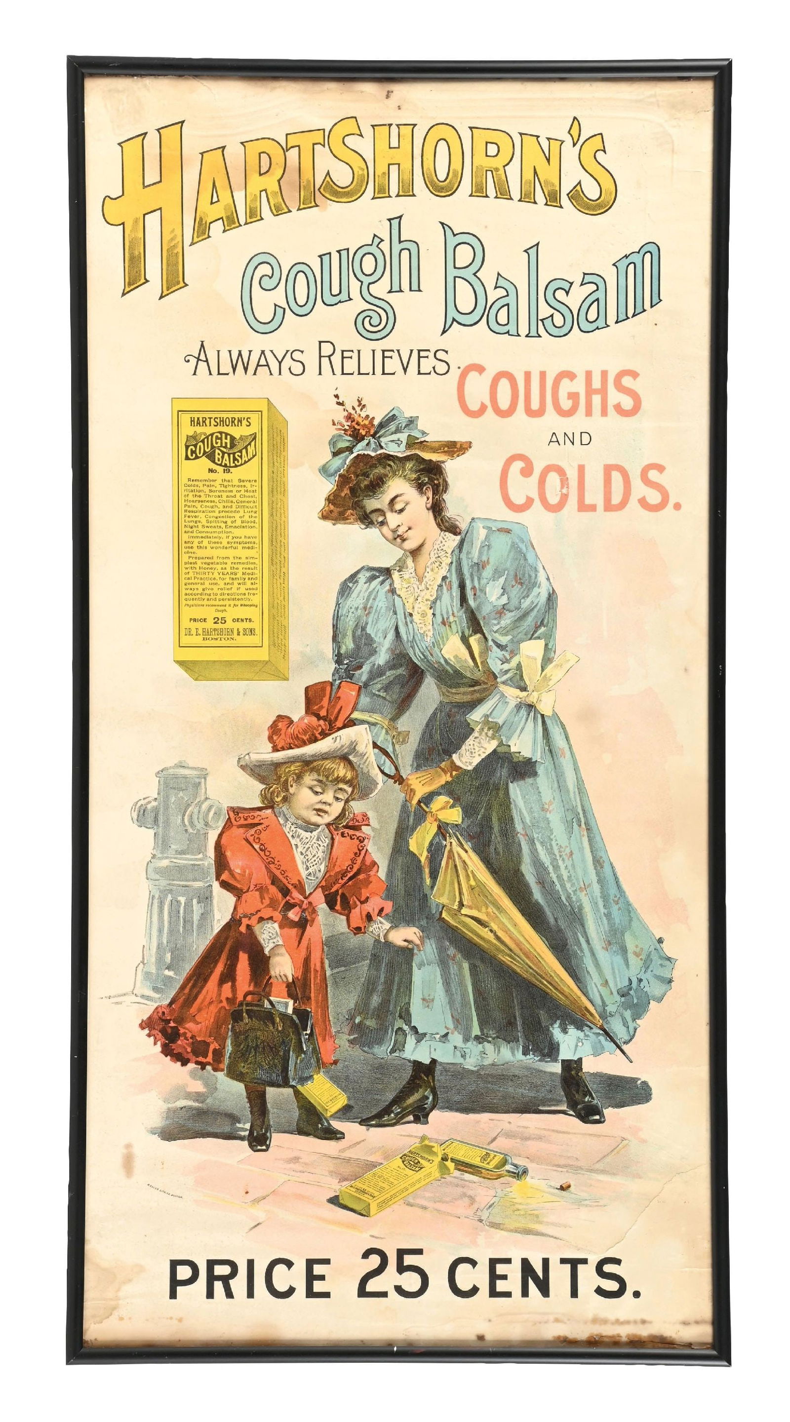 FRAMED ADVERTISEMENT FOR HARTSHORN'S COUGH BALSAM (1 of 2)